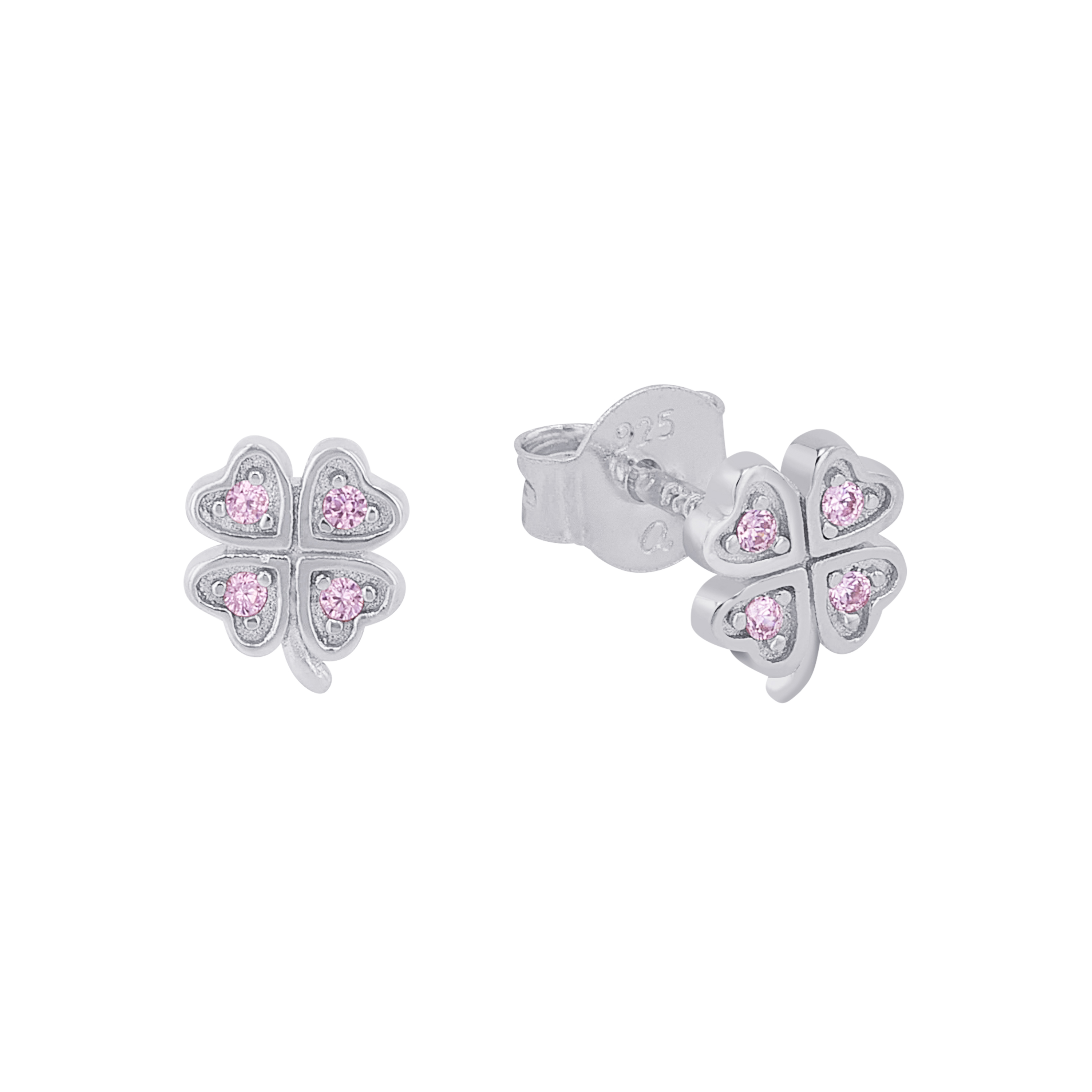 Lillifee Mädchen Ohrstecker 2037942 Silber 925 Kleeblatt Zirkonia rosa