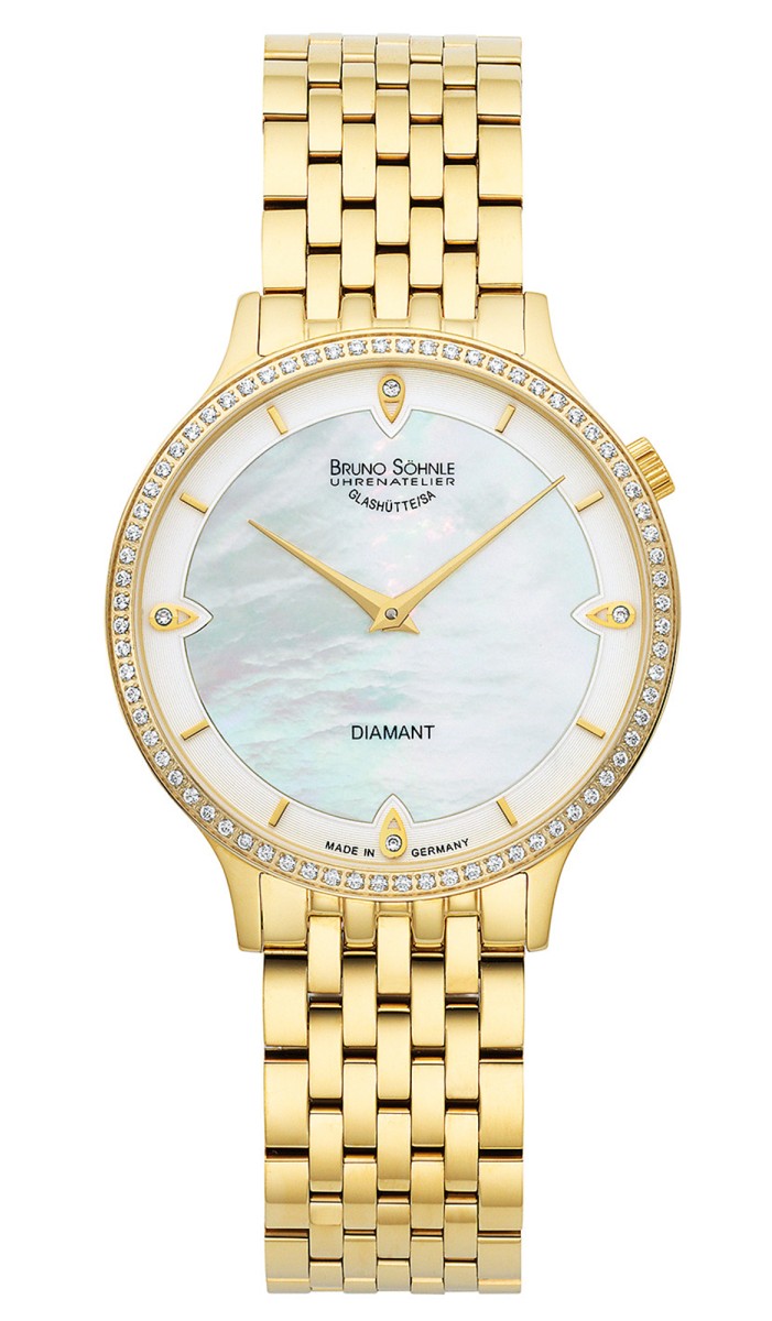 Bruno Söhnle Damen Armbanduhr 17-33213-294 Bologna III goldplattiert mit Brillantbesatz