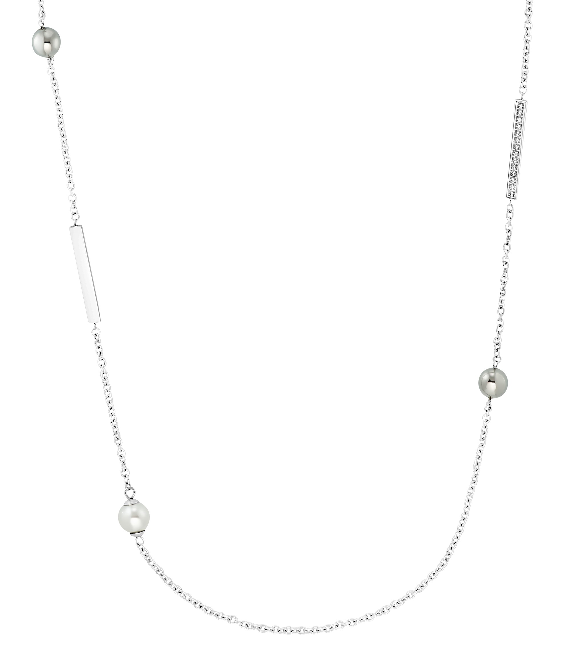 s.Oliver Damen Halskette 2031463 Edelstahl  Zirkonia Glasperlen