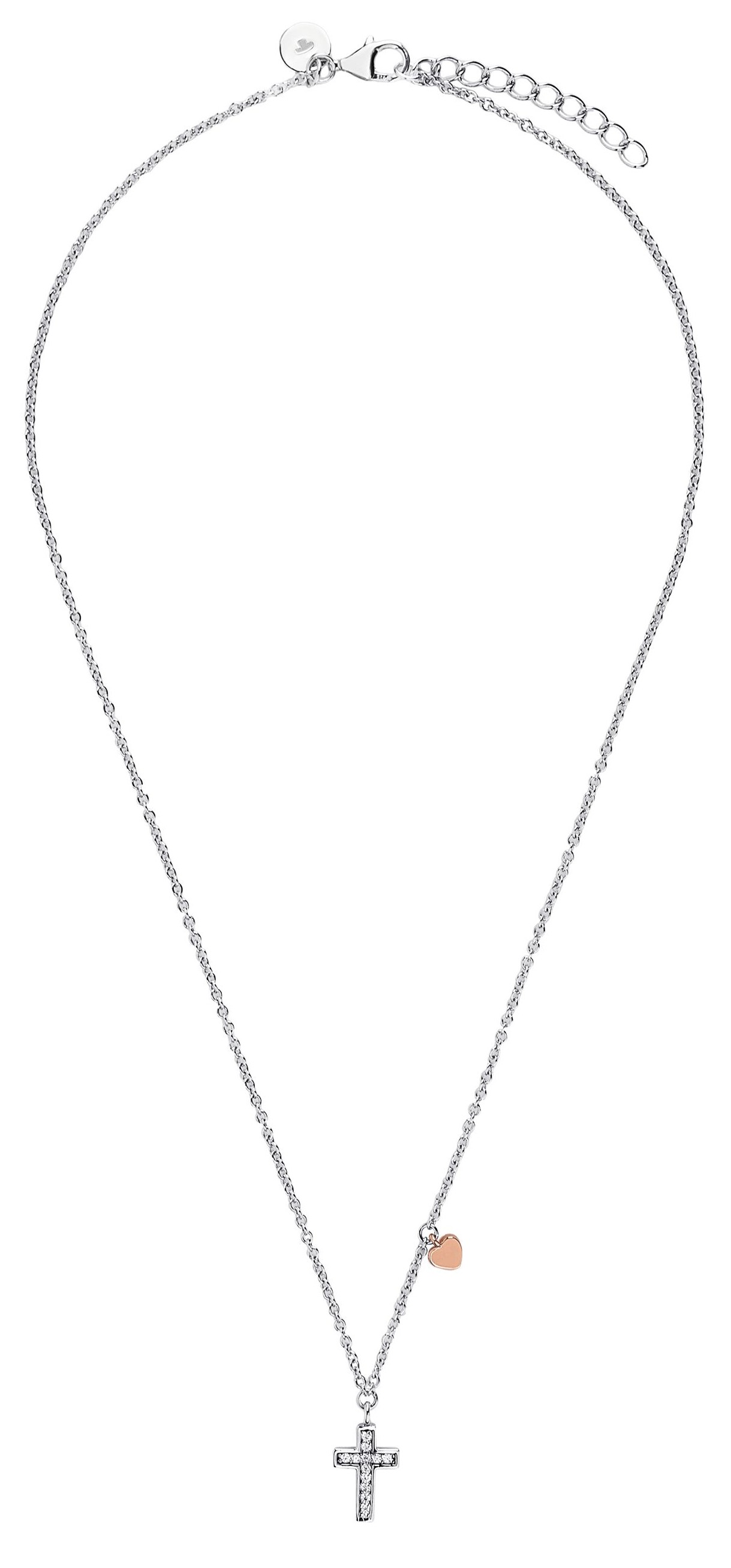 Tom Tailor Mädchen Halskette Kreuz und Herz 2101381 Silber 925 synth. Zirkonia