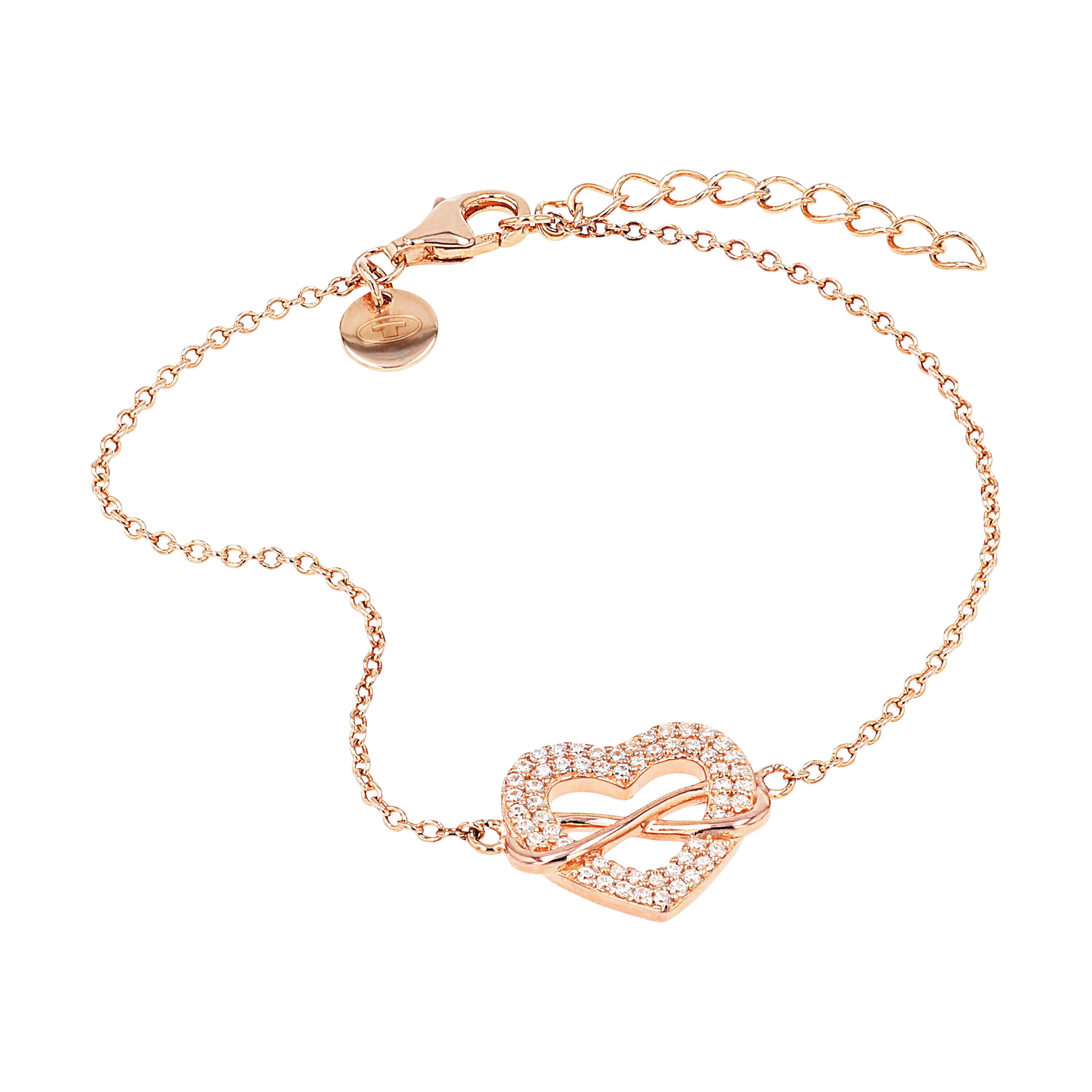 Tom Tailor Damen Armband 2101273 Silber 925 rosévergoldet mit Anhänger Herz-Infinity 
