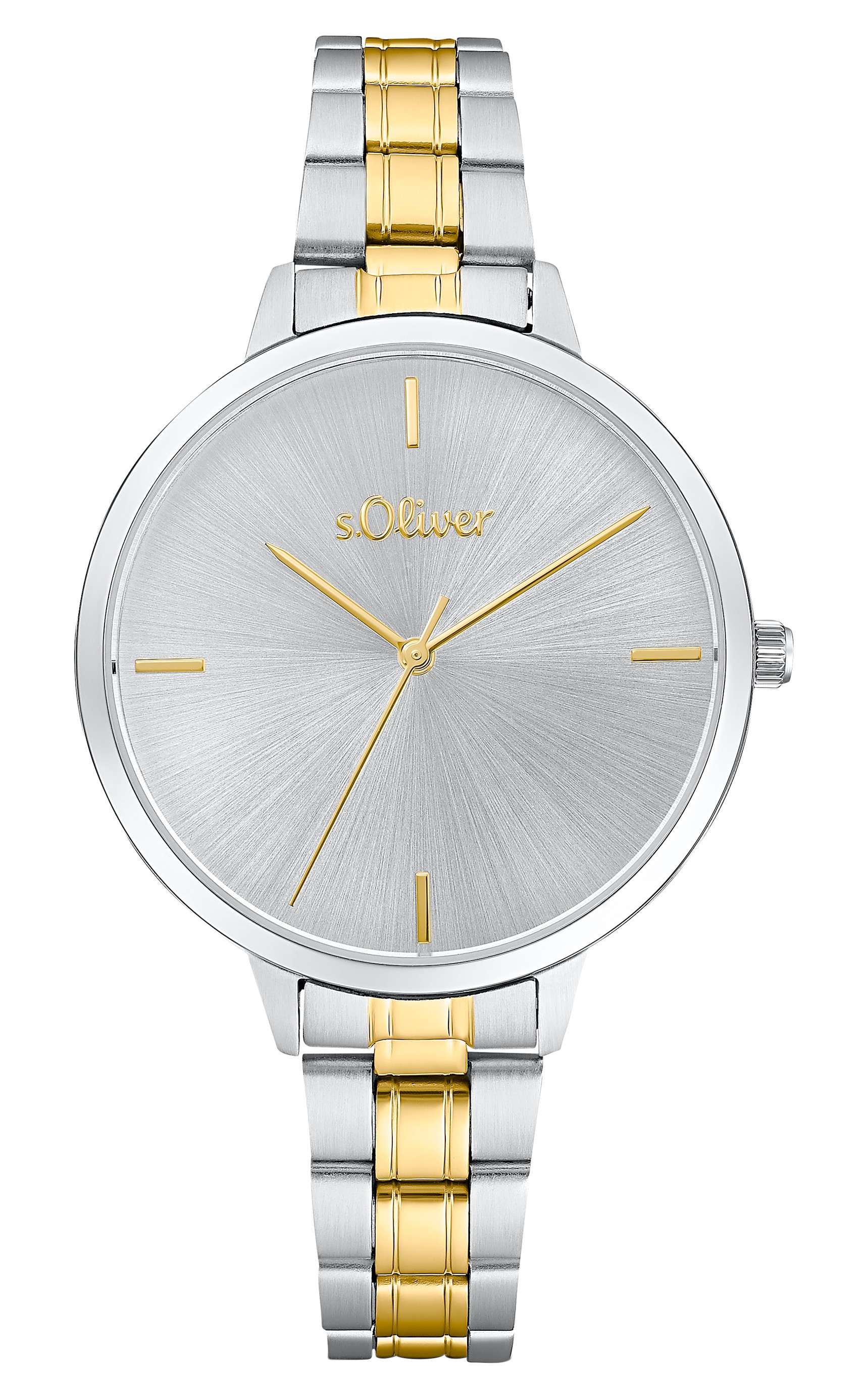s.Oliver Damen Armbanduhr 2033513 Edelstahl teil-gelbgold IP