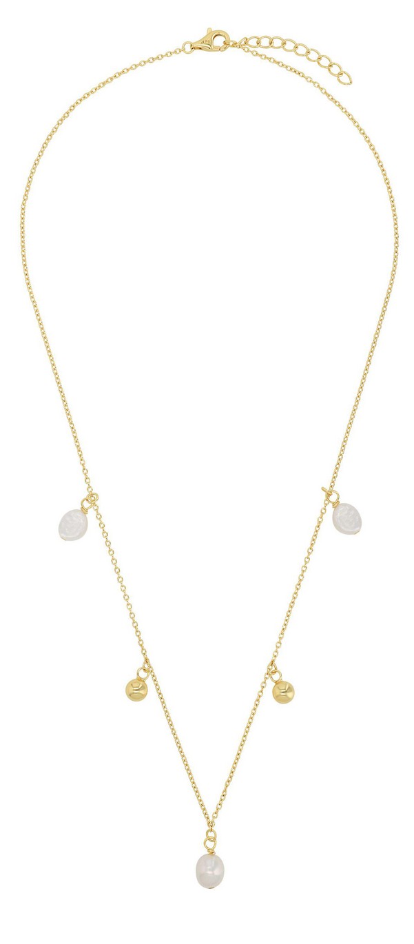 s.Oliver Damen Halskette 2040597 Silber 925 vergoldet mit Süßwasserzuchtperlen