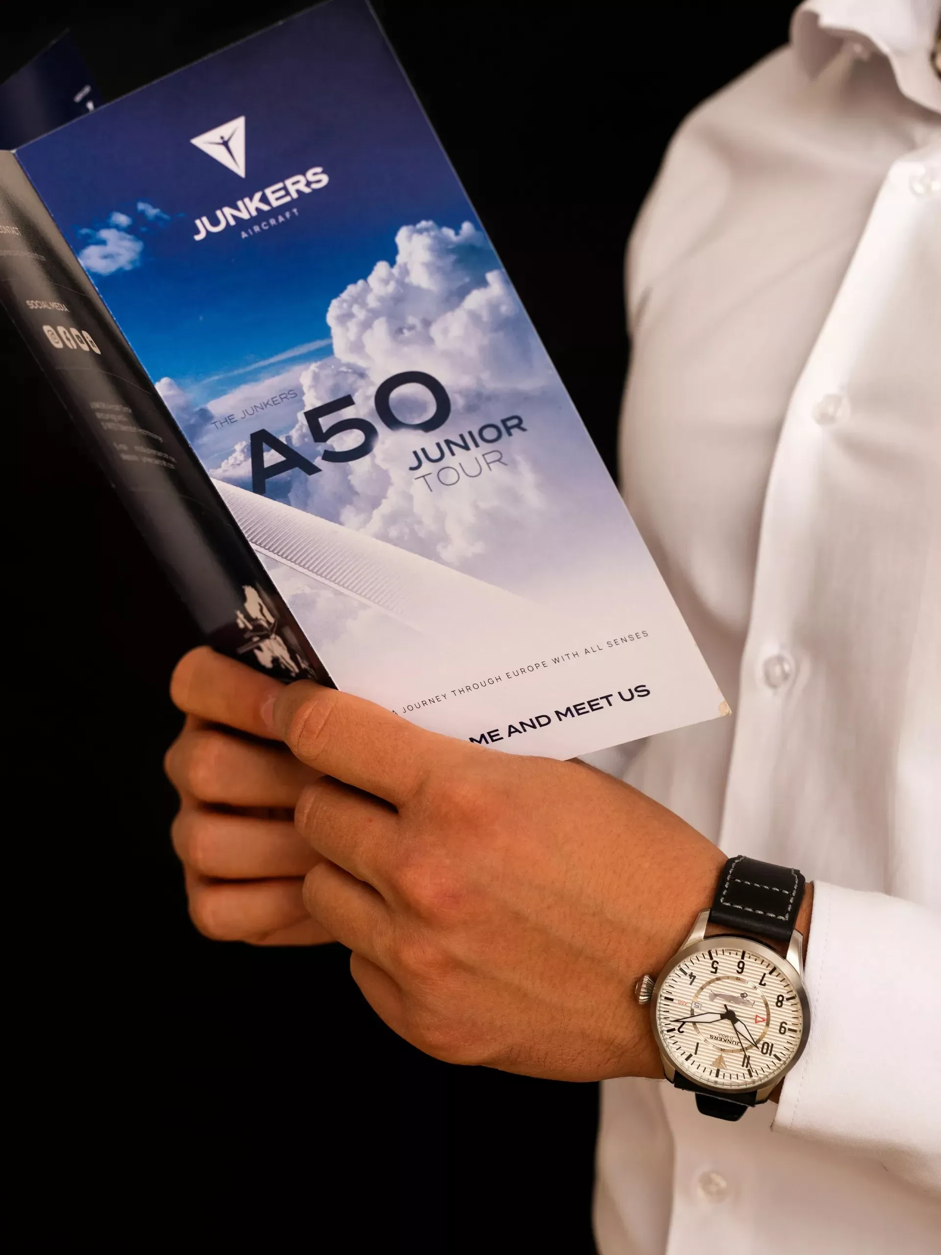 Junkers Herren Armbanduhr 9.53.04.03 Flieger GMT A50 D-MQUI Lederband schwarz