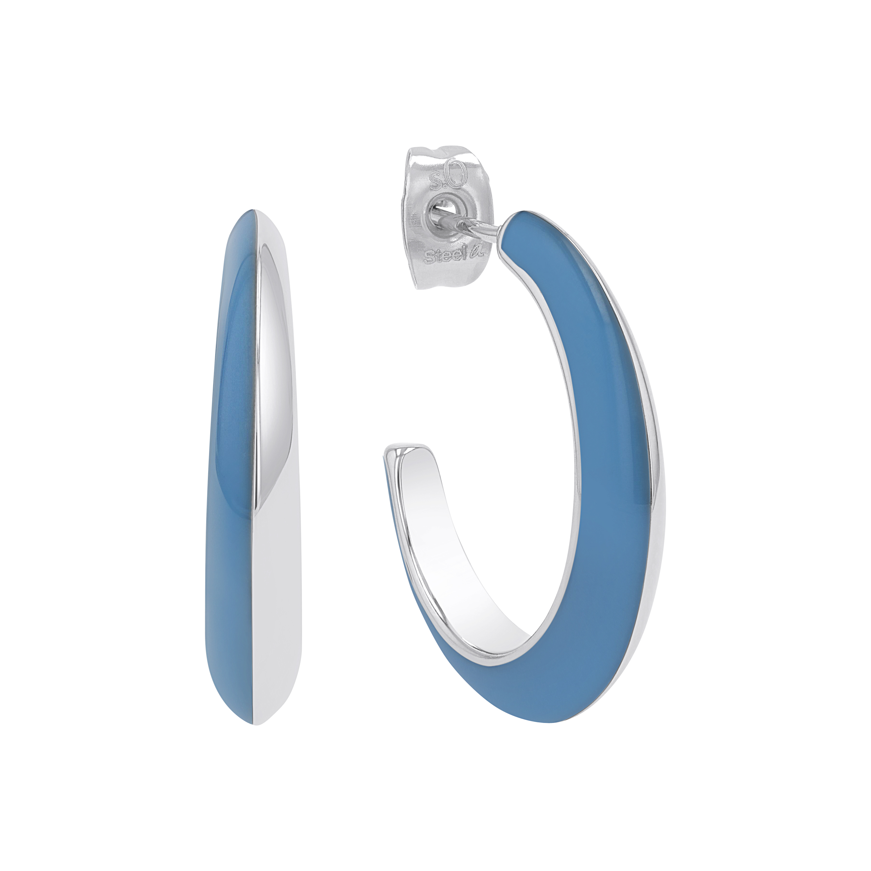 s.Oliver Damen Creolen 2037974 Edelstahl, Emaille blau