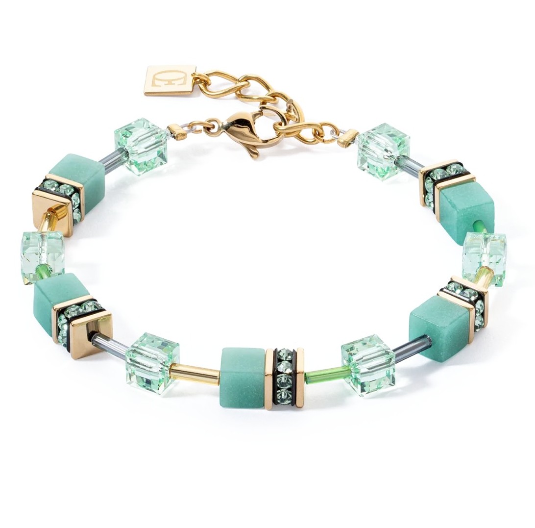 Coeur De Lion Damen Armband 4020/30-0533 GeoCUBE® Iconic Mono Gold Grün