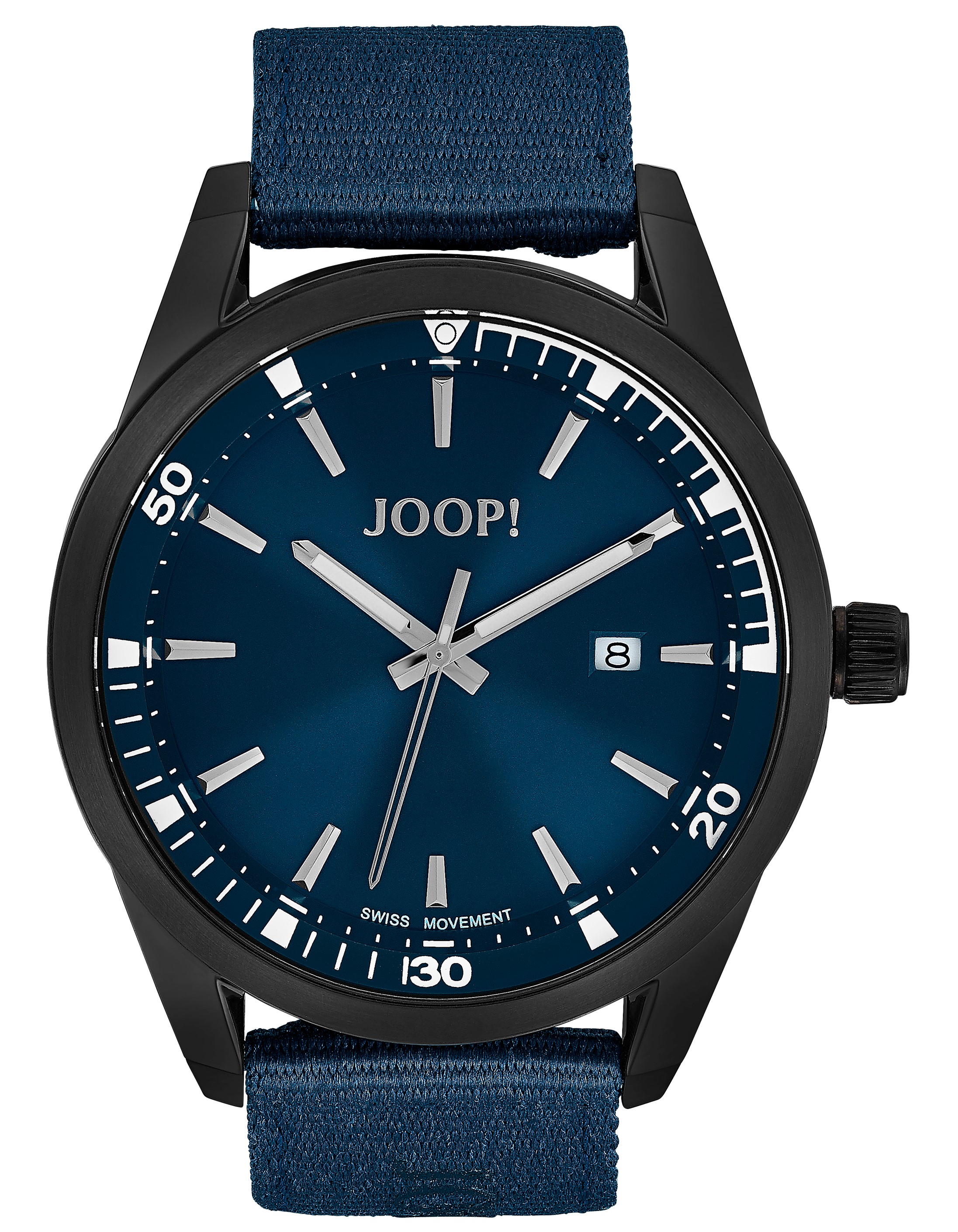 JOOP! Herren Armbanduhr 2033708 IP schwarz Leder Nylon blau