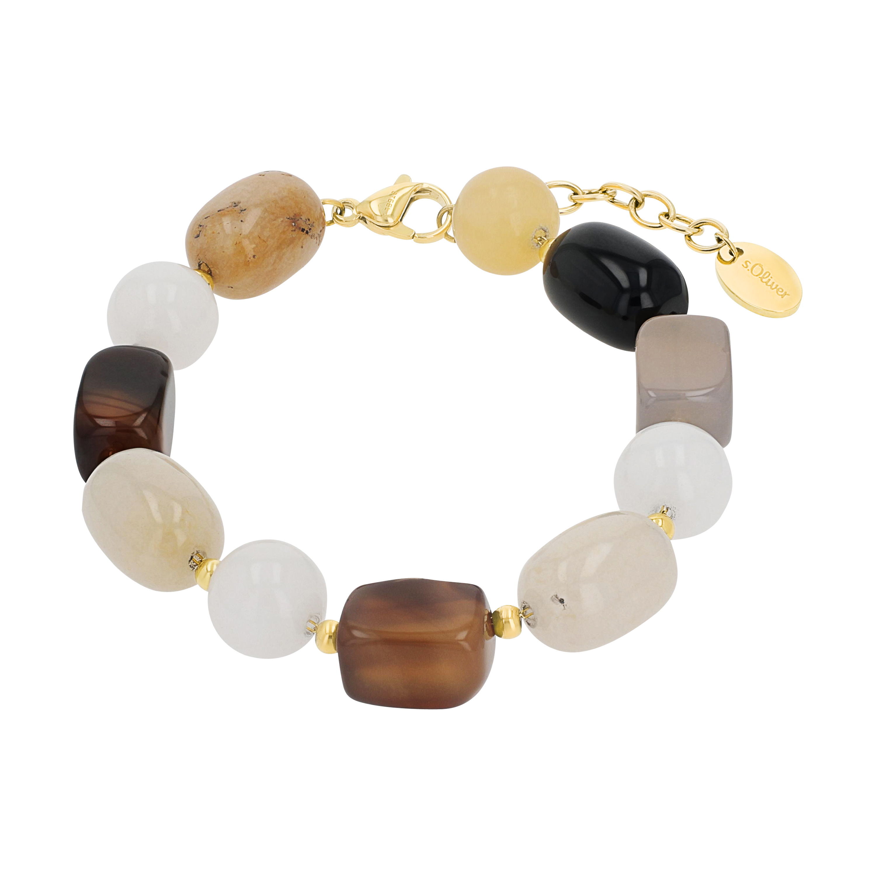 s.Oliver Damen Armband 2039726 synth. Schmucksteine, Edelstahl gelbgold IP