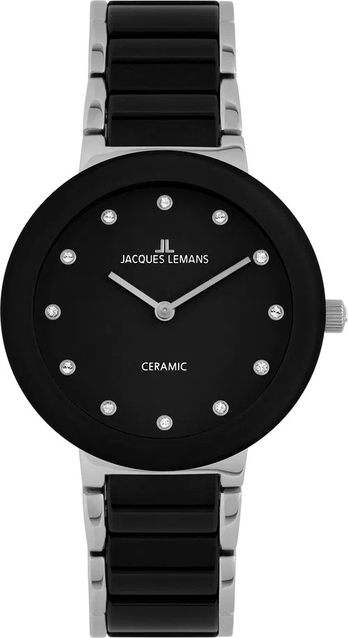 Jacques Lemans Damen Armbanduhr Monaco 42-7G Edelstahl Keramik schwarz