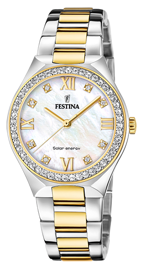 Festina Damen Armbanduhr SOLAR ENERGY F20659/1 Edelstahl bicolor