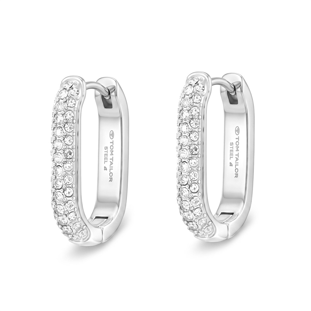 Tom Tailor Damen Creolen 2101834 Edelstahl mit Kristallstein-Besatz