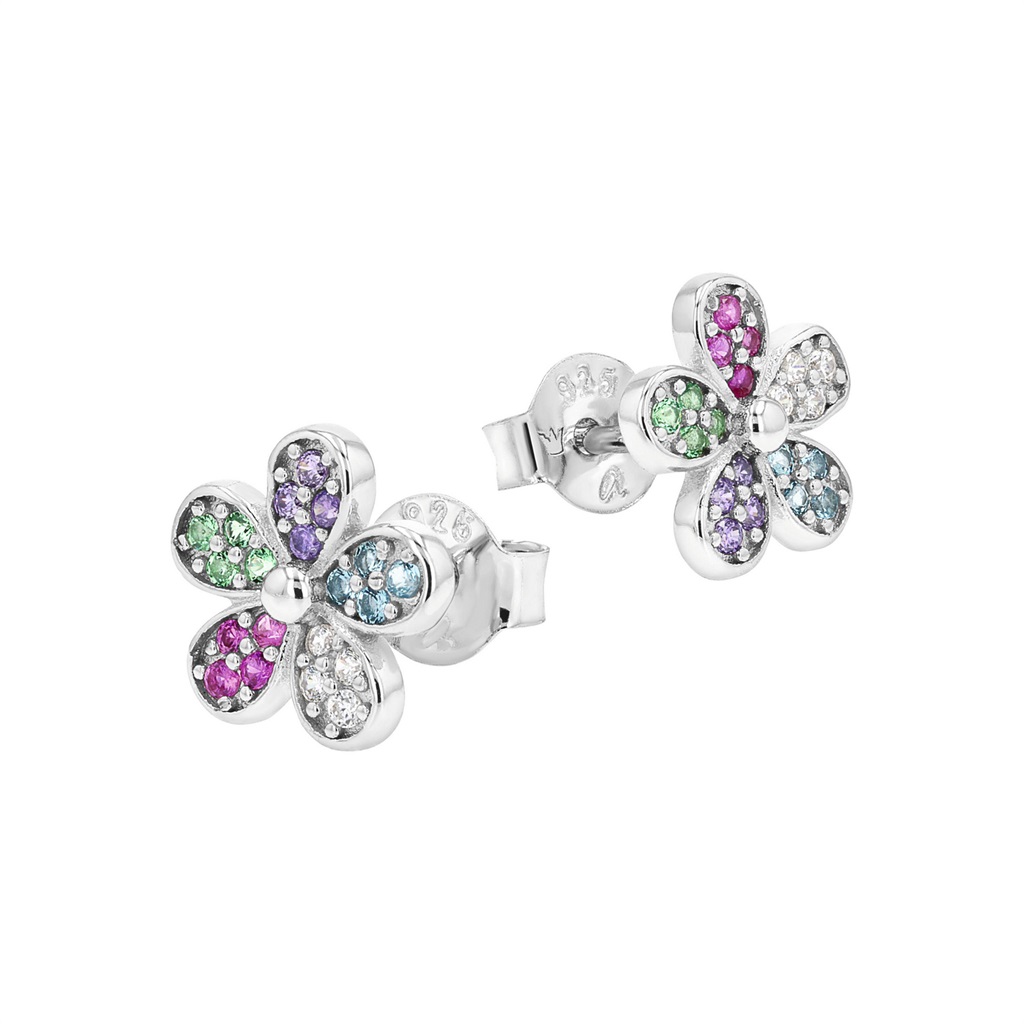 Lillifee Mädchen Ohrstecker 2101031 Blume Silber 925 Zirkonia bunt