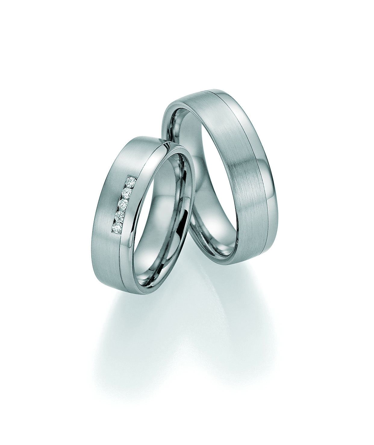 Eheringe Trauringe White Style Platin Plus Titan Brilliant 86-10050 / 86-10060