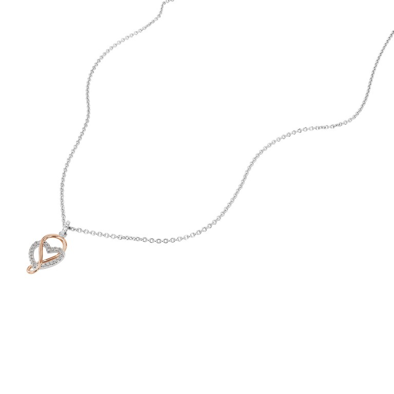 Tom Tailor Damen Halskette 2100582 Silber 925 mit Anhänger Herz-Infinity bicolor und synth. Zirkonia