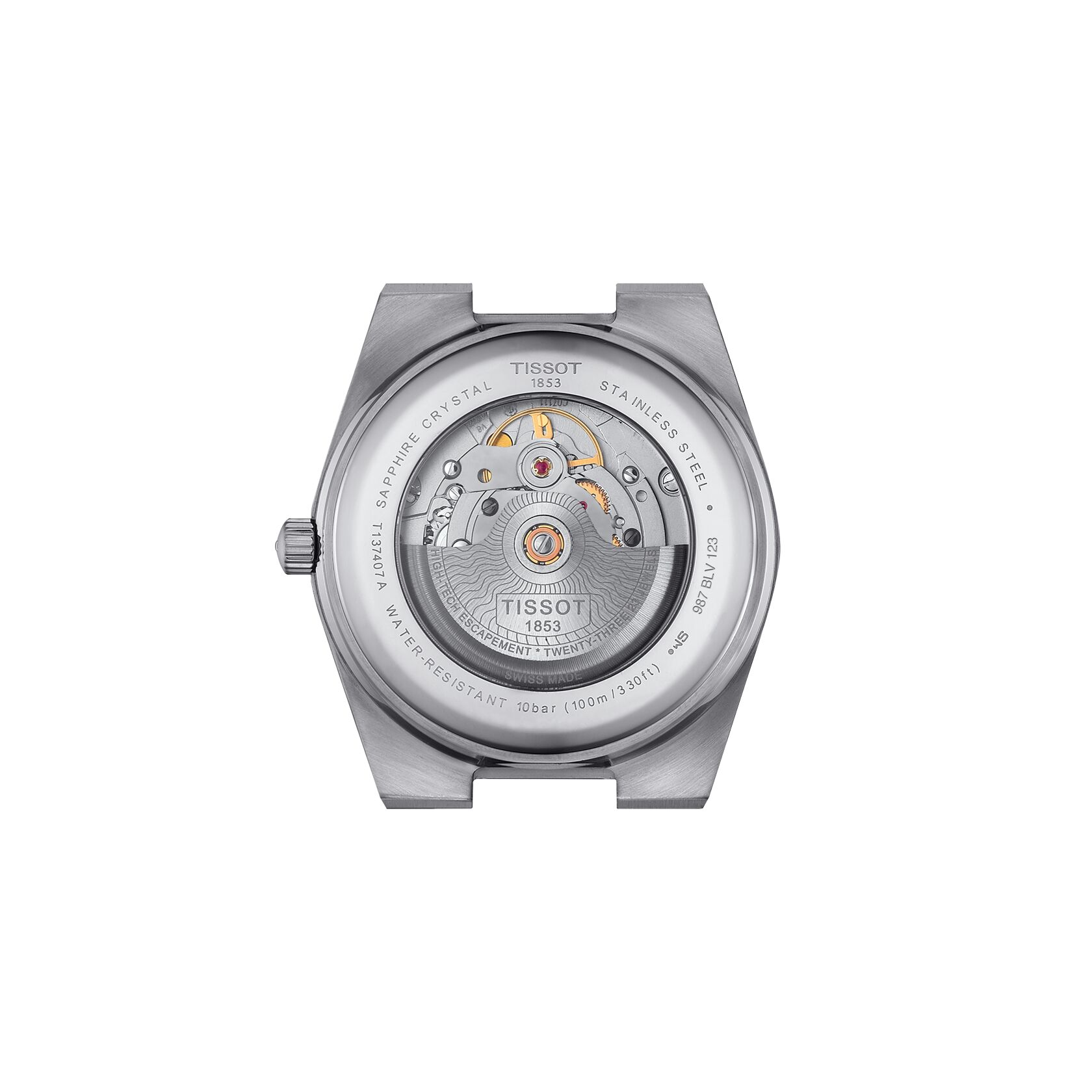 Tissot Armbanduhr T137.407.11.351.00 PRX Titan 40 mm Automatik mit eisblauem Zifferblatt