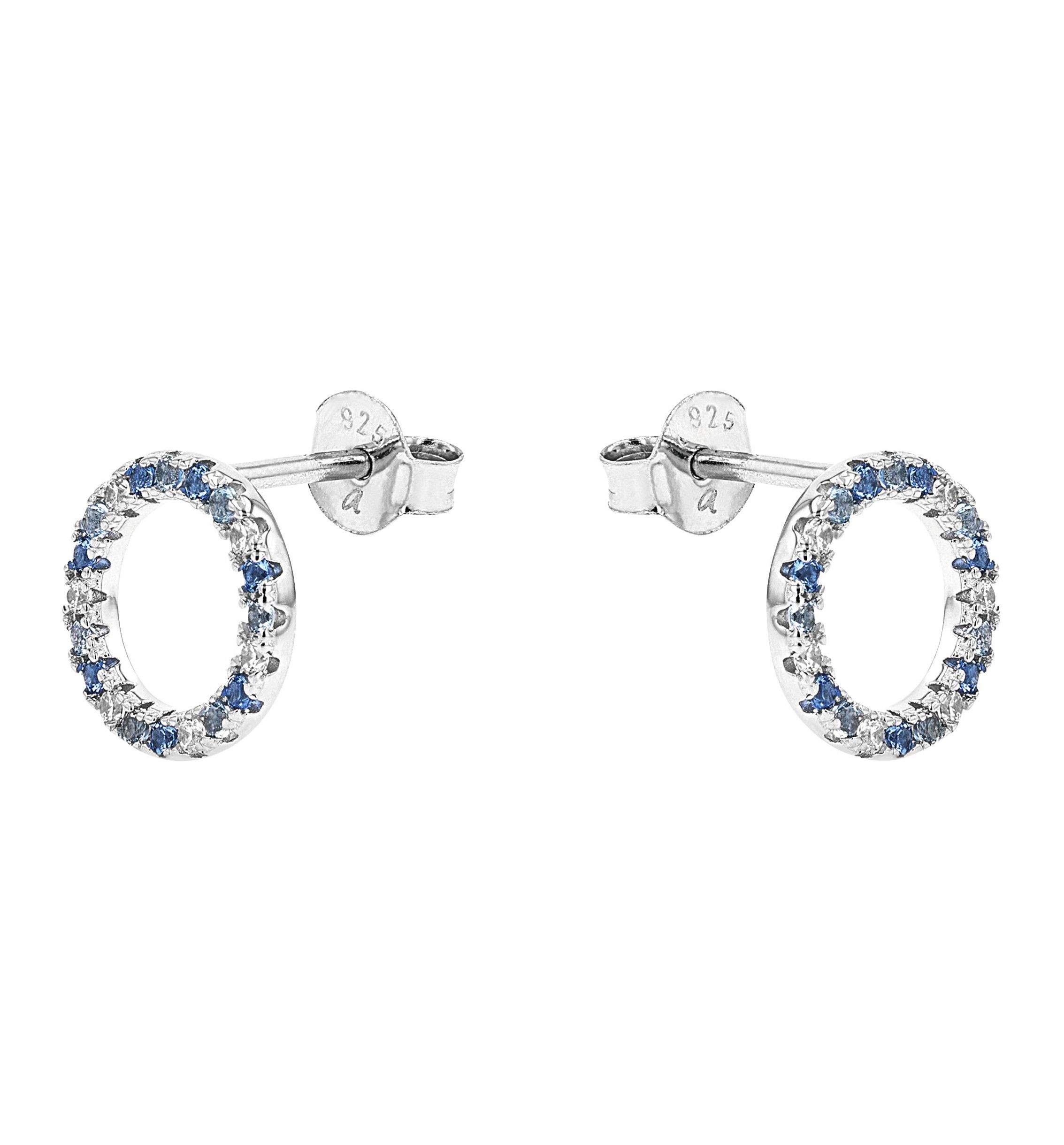 Tom Tailor Damen Ohrstecker 2101264 Silber 925 synth. Zirkonia blau weiß