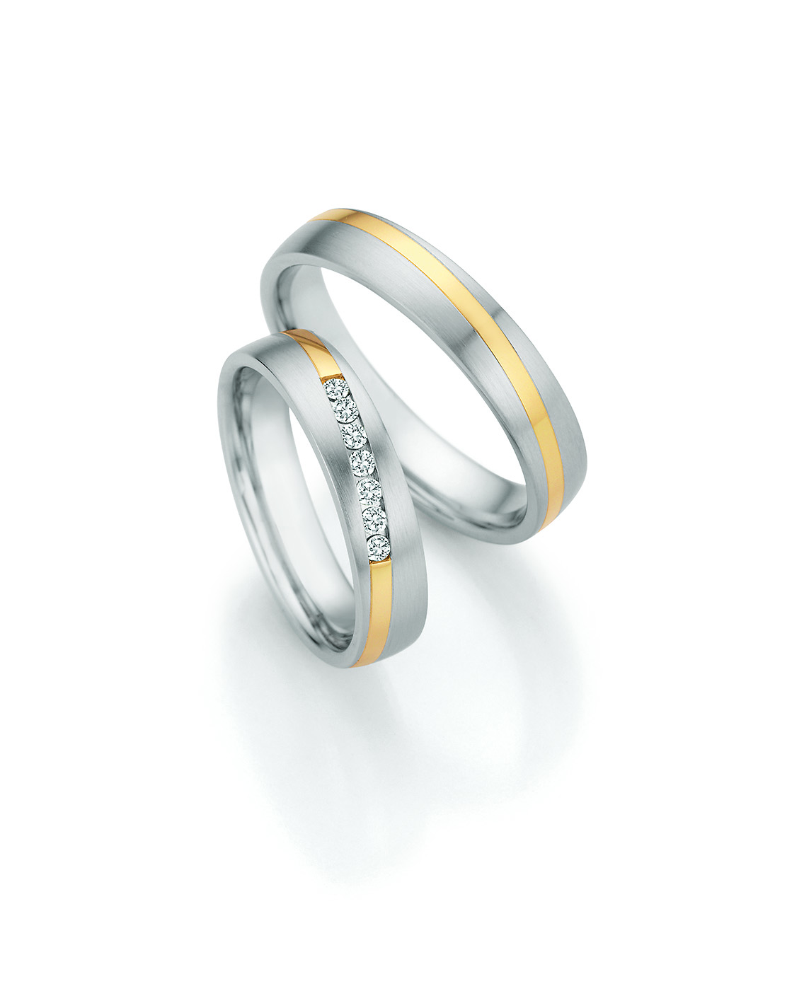 Eheringe Trauringe White Style Steel & Gold Elegance 88-25050 / 88-25060