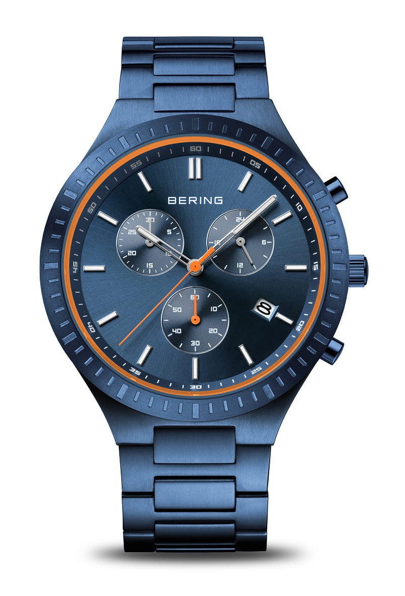 Bering Herren Armbanduhr 11743-797 Titan Chronograph blau gebürstet