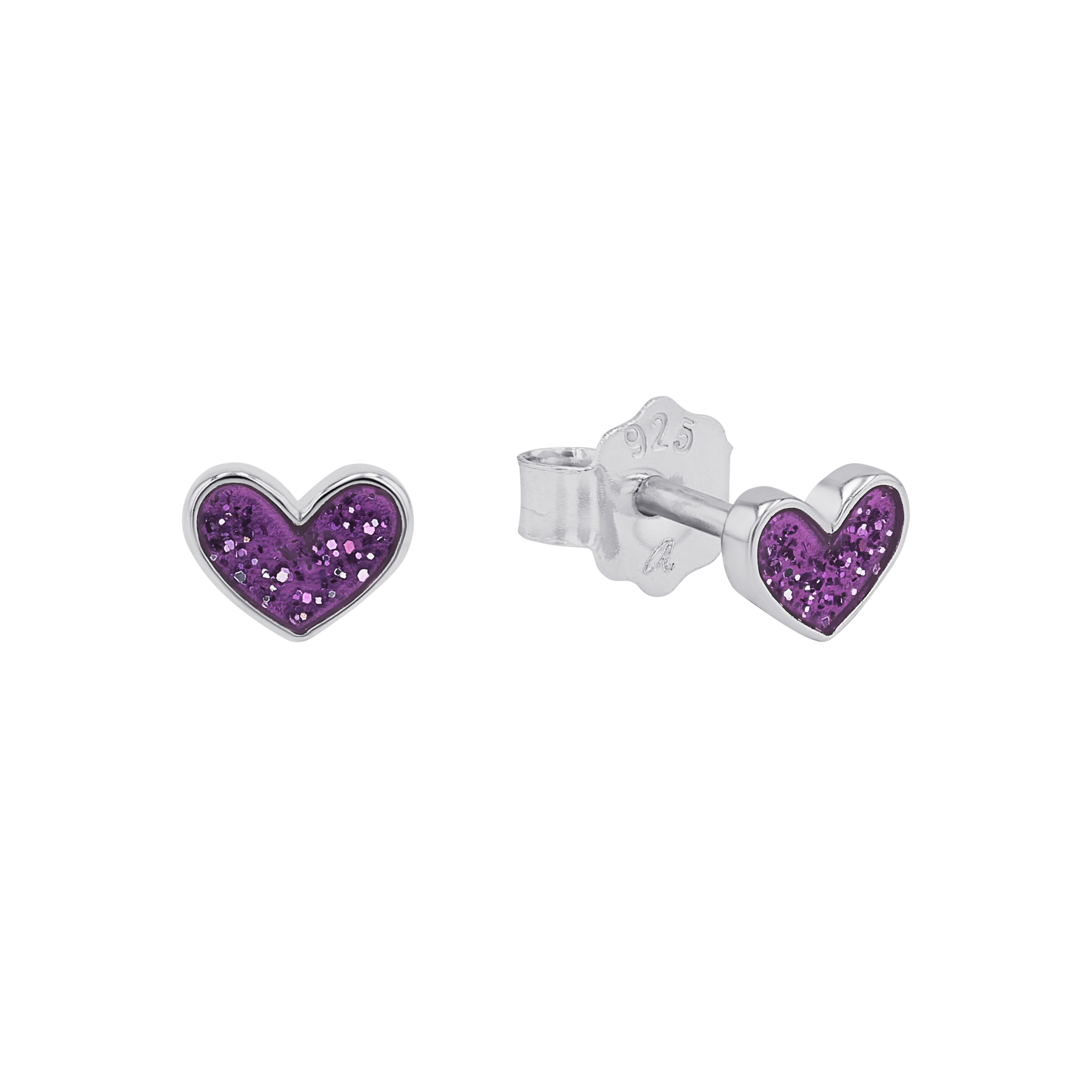 Lillifee Mädchen Ohrstecker 2036441 Herz Silber 925 Emaille lila 