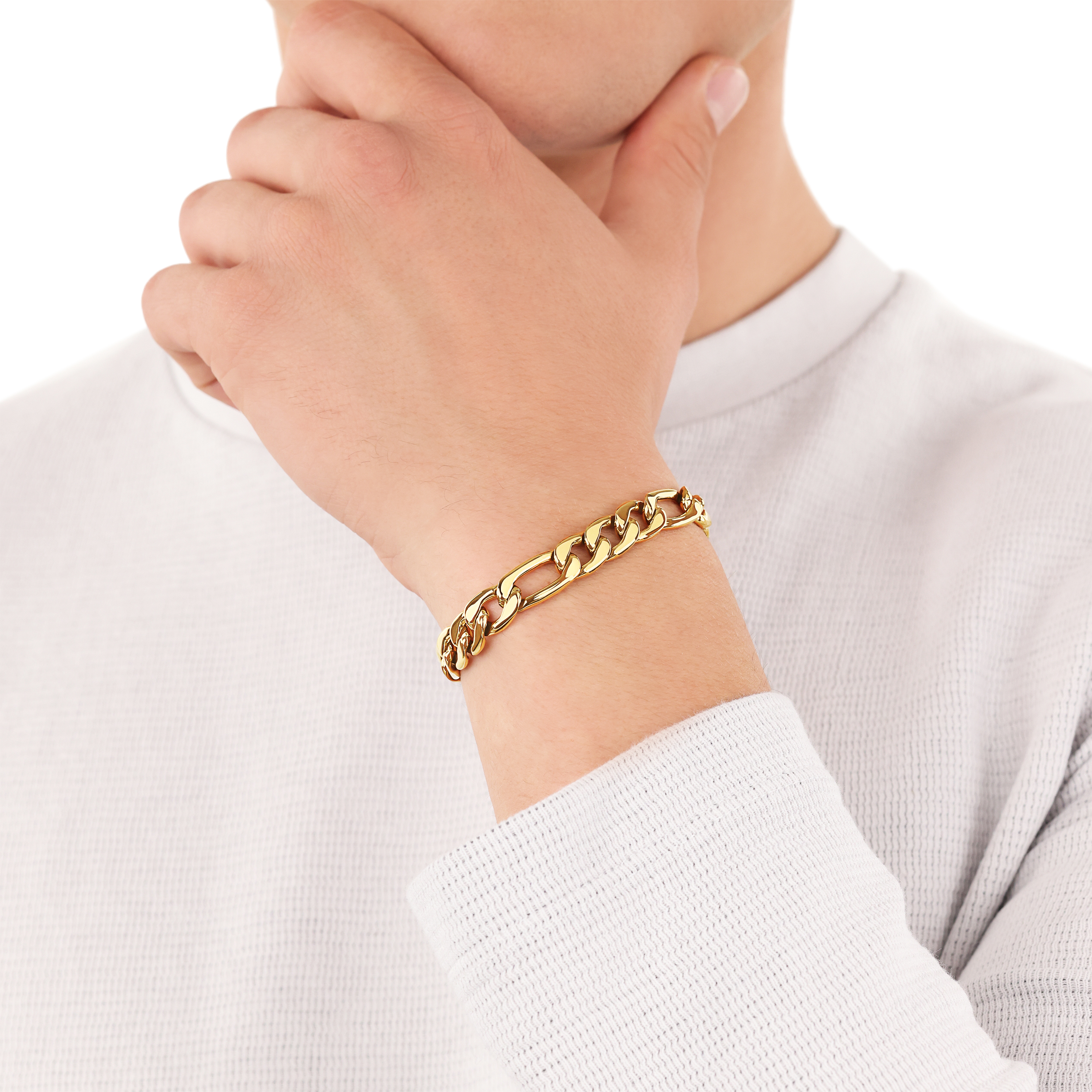 s.Oliver Herren Armband 2038009 Figaro Edelstahl gelbgold IP