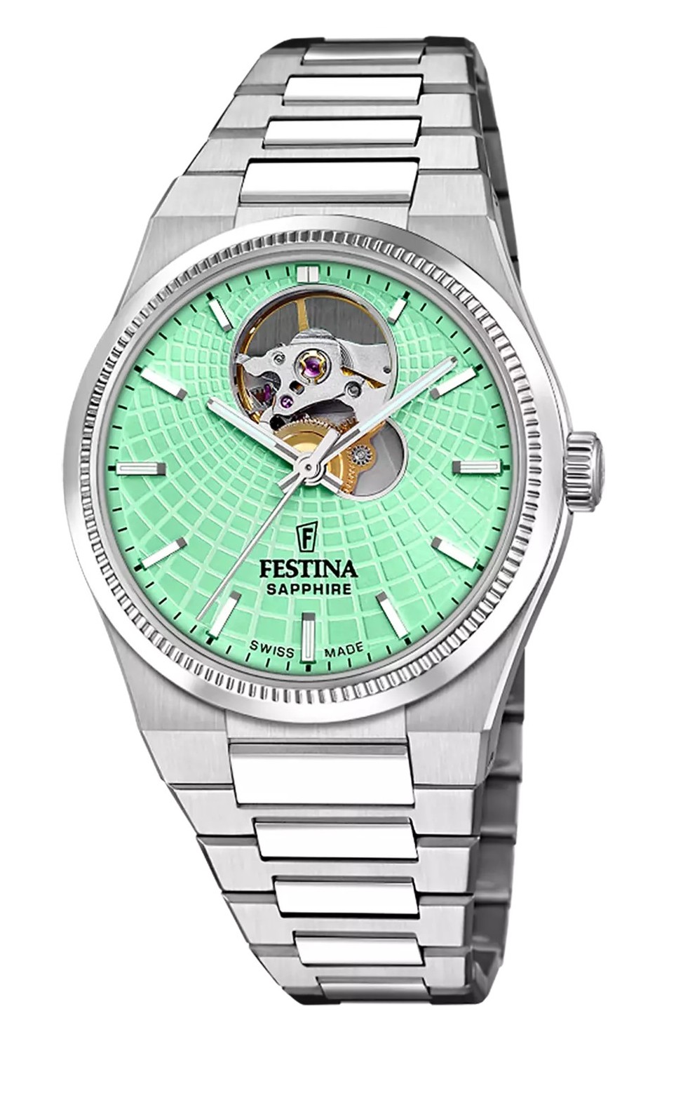 Festina Damen Armbanduhr "Swiss Made" Rivé F20054/3 Automatik Edelstahl