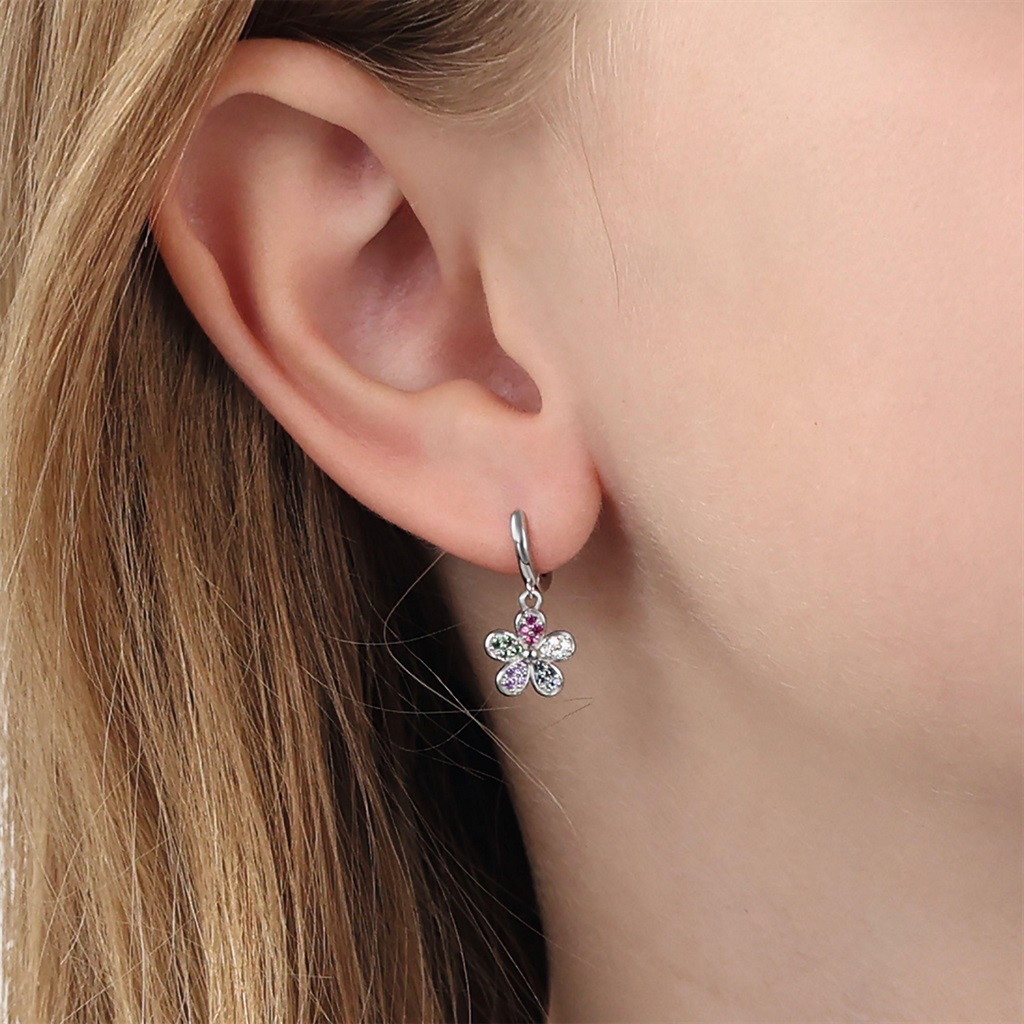 Lillifee Mädchen Creolen 2101030 Blume Silber 925 Zirkonia bunt