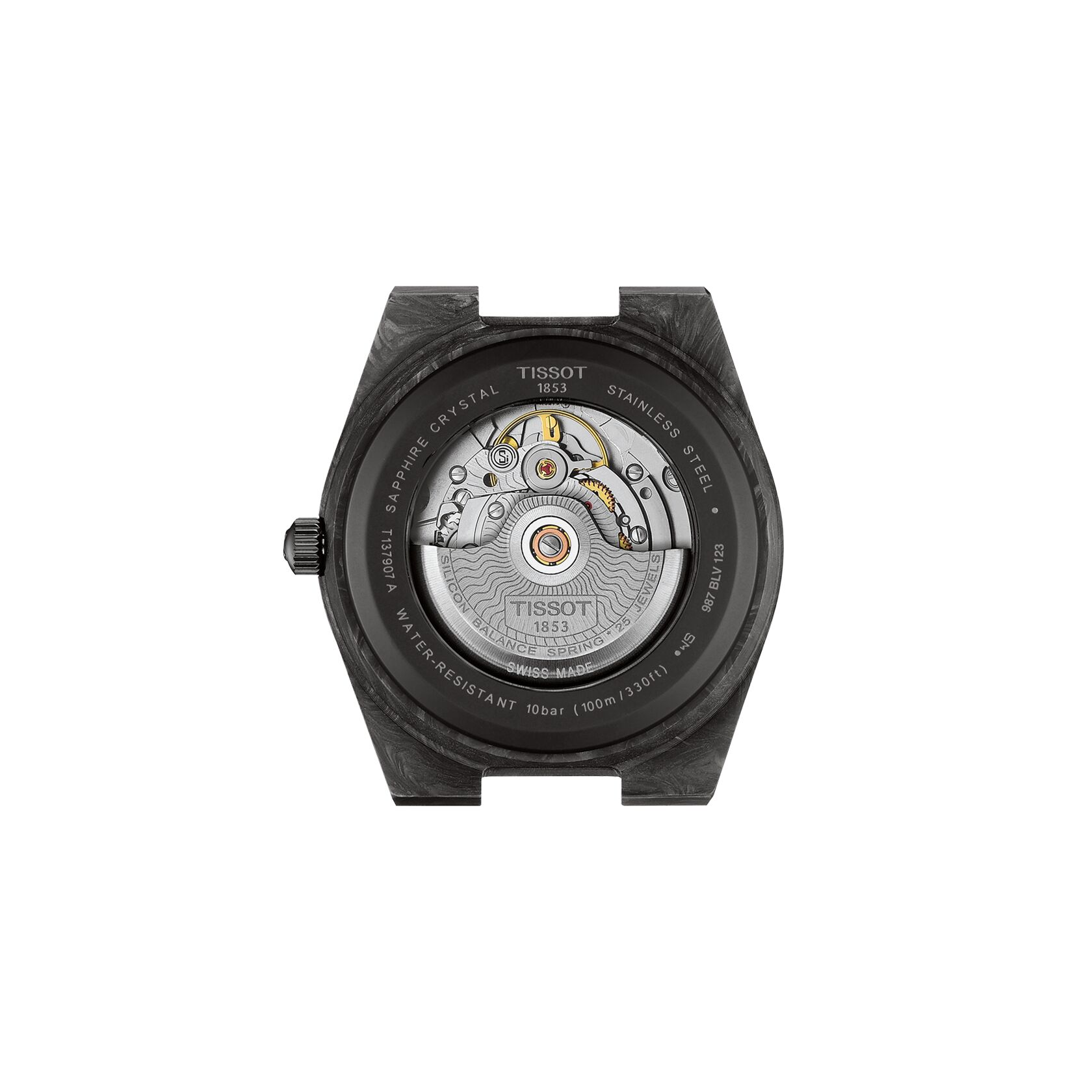 Tissot Herren Armbanduhr T137.907.97.201.00 PRX Carbon 40,5 mm Automatik mit Kautschukband schwarz