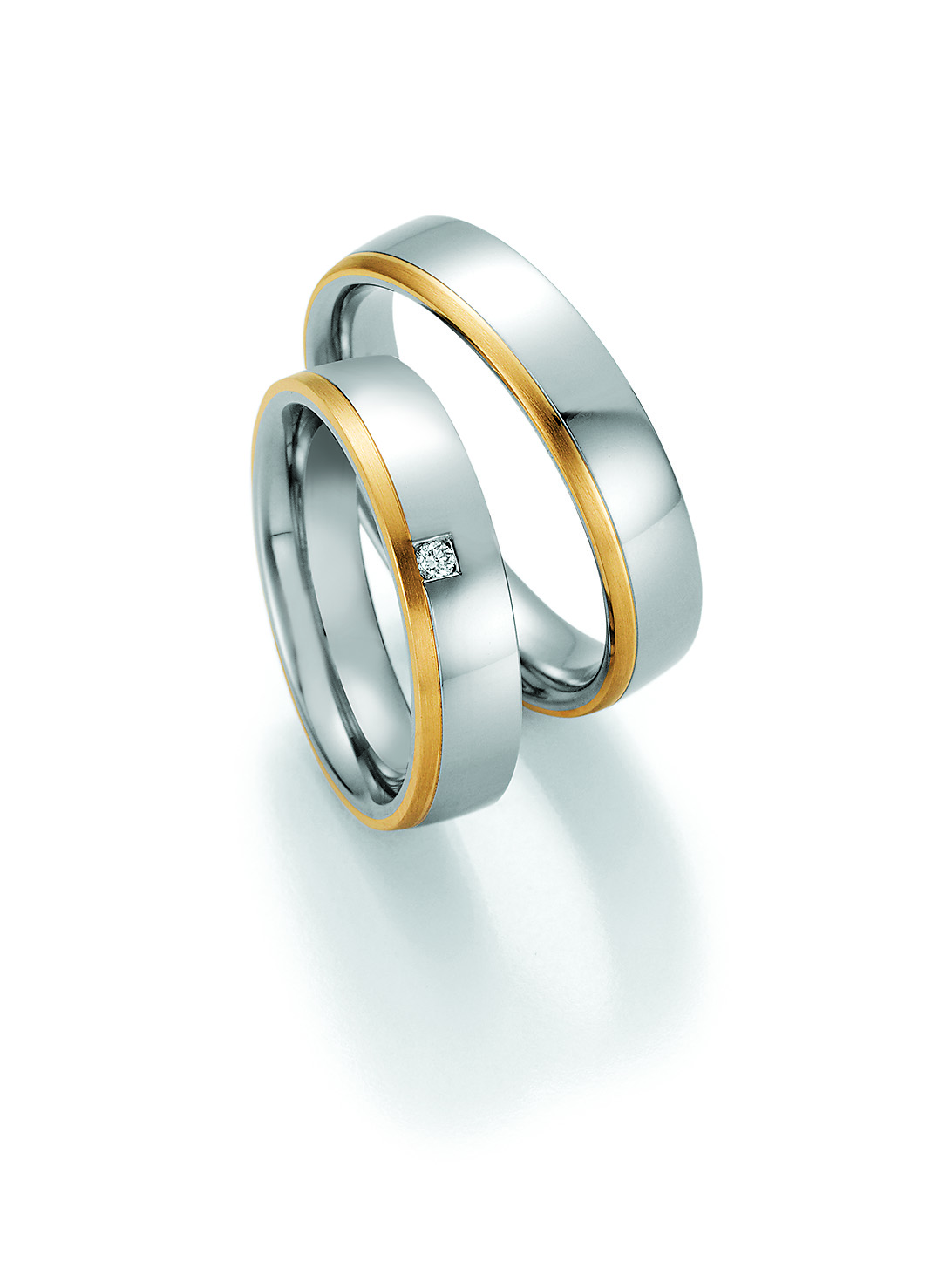 Eheringe Trauringe White Style Steel and Gold 585 Brilliant 88-01850 / 88-01860