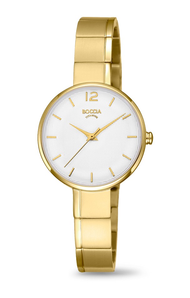 Boccia Damen Armbanduhr Style 3308-06 Reintitan goldplattiert