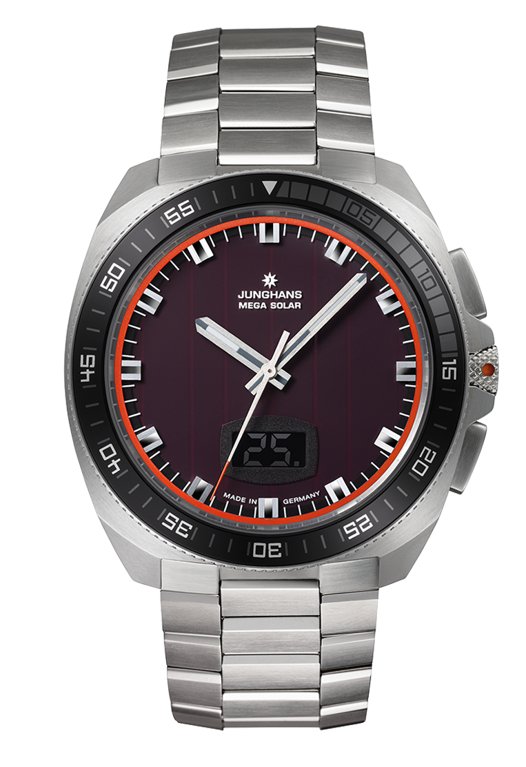 Junghans Herren Armbanduhr 56/4611.44 1972 Mega Solar Edelstahl 