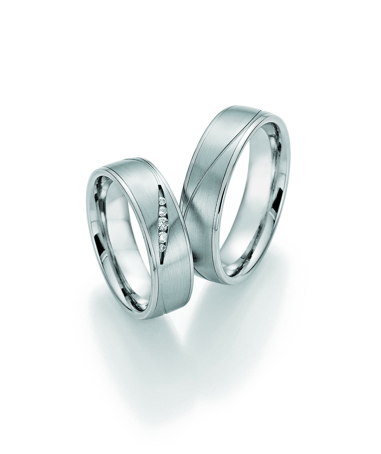 Eheringe Trauringe White Style Platin Plus Titan Brilliant 86-10130 / 86-10140
