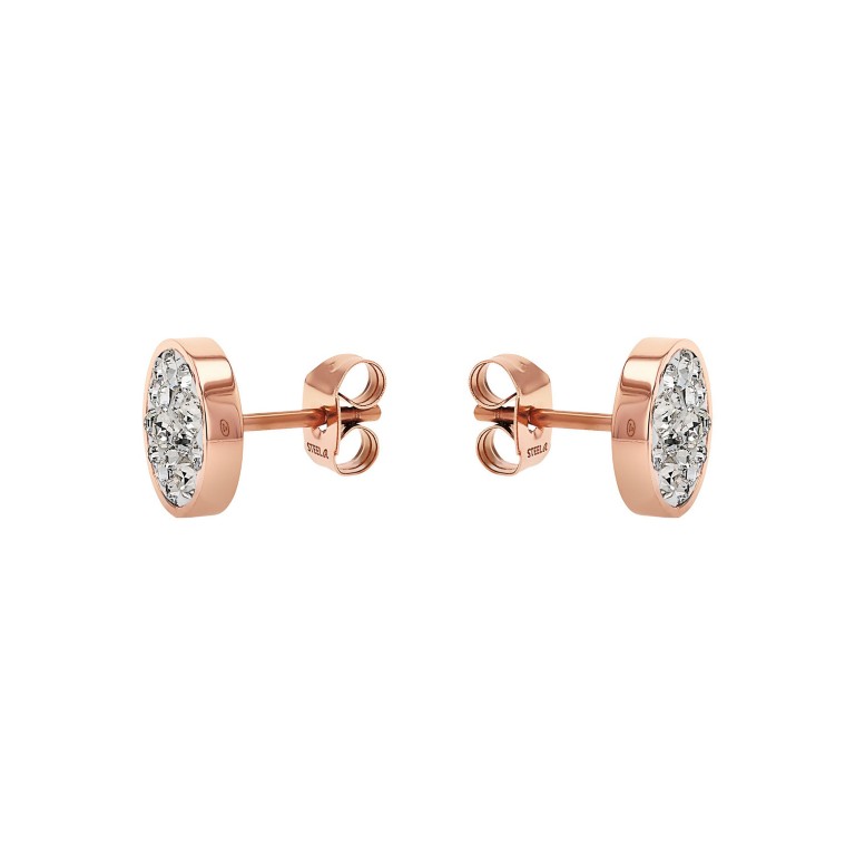 Tom Tailor Damen Ohrstecker 2100674 roségoldplattierter Edelstahl mit weißen synth. Kristallglas-Steinen 