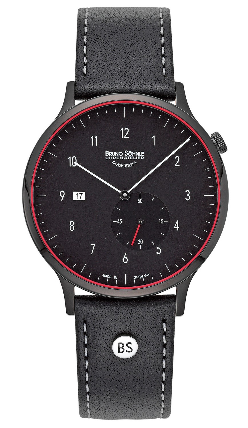 Bruno Söhnle Herren Armbanduhr Brunello I 17-73212-761 Edelstahl Lederband schwarz