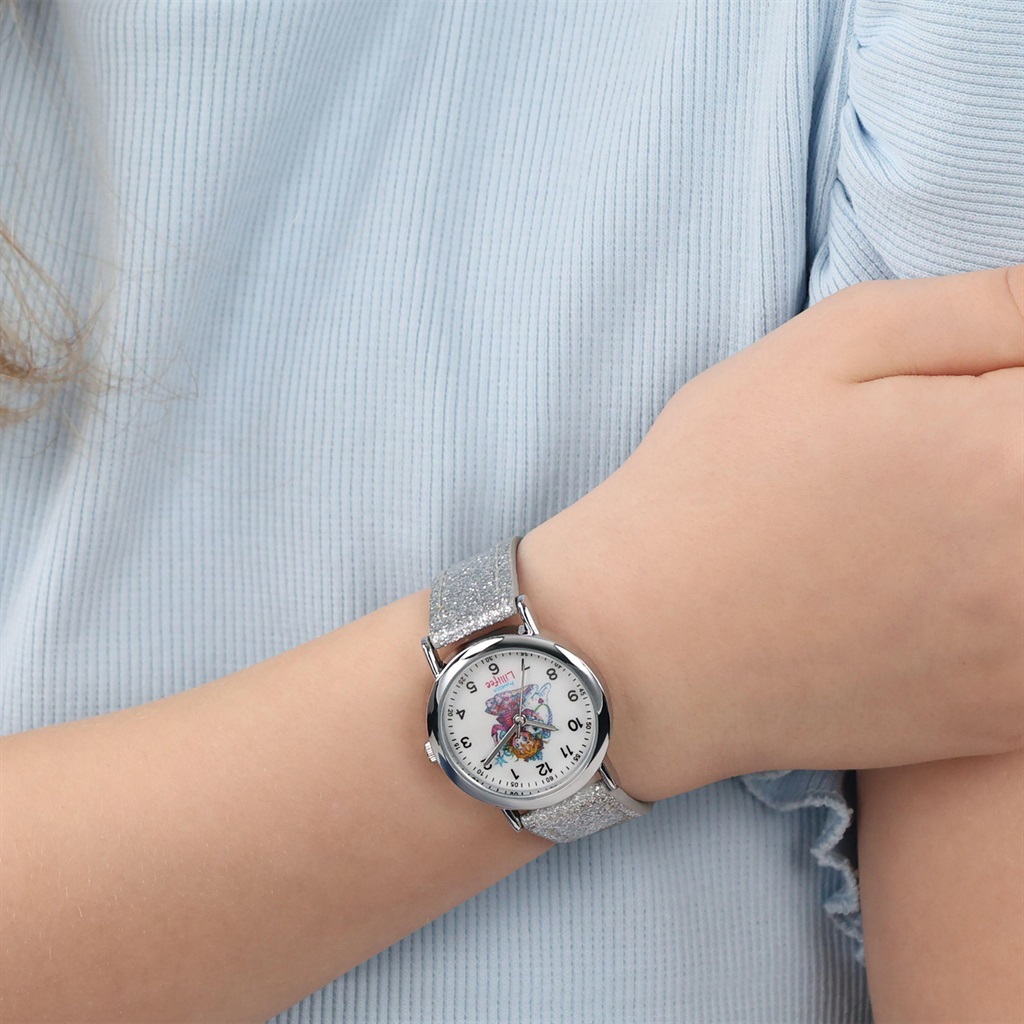 Prinzessin Lillifee Mädchen Armbanduhr 2100473 Kunstlederband silber glitzer