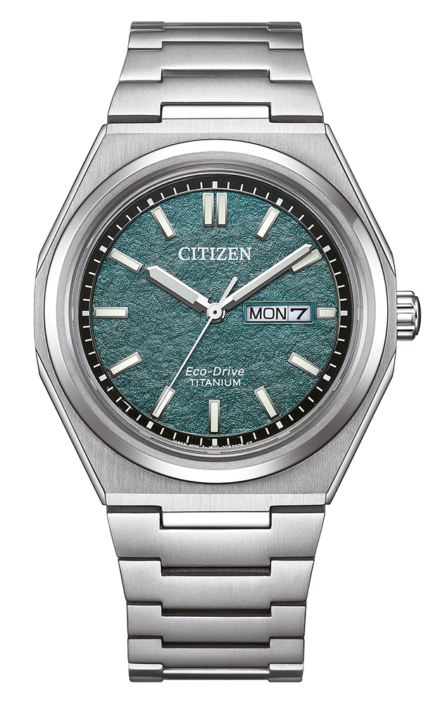 Citizen Herren Armbanduhr AW0130-85XE Eco Drive Super Titanium grün