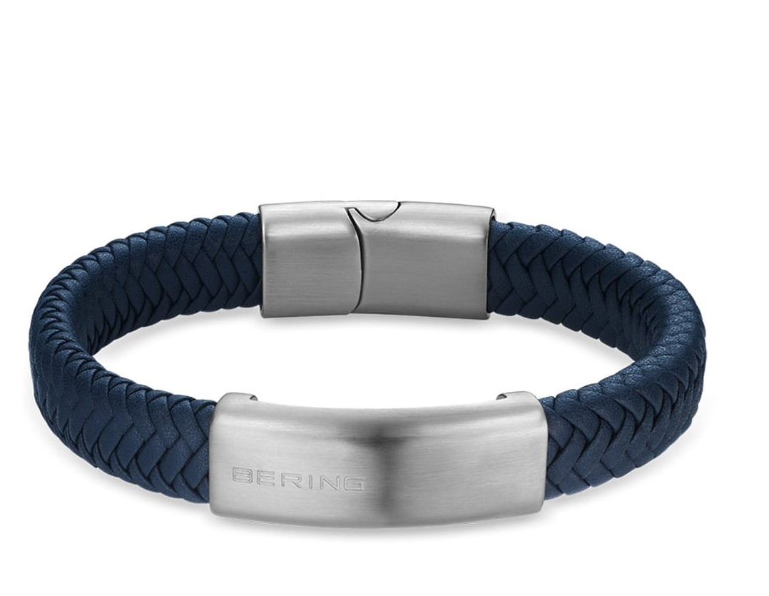 Bering Herren Armband 637-817-X0 Leder blau Edelstahl ARCTIC SYMPHONY COLLECTION