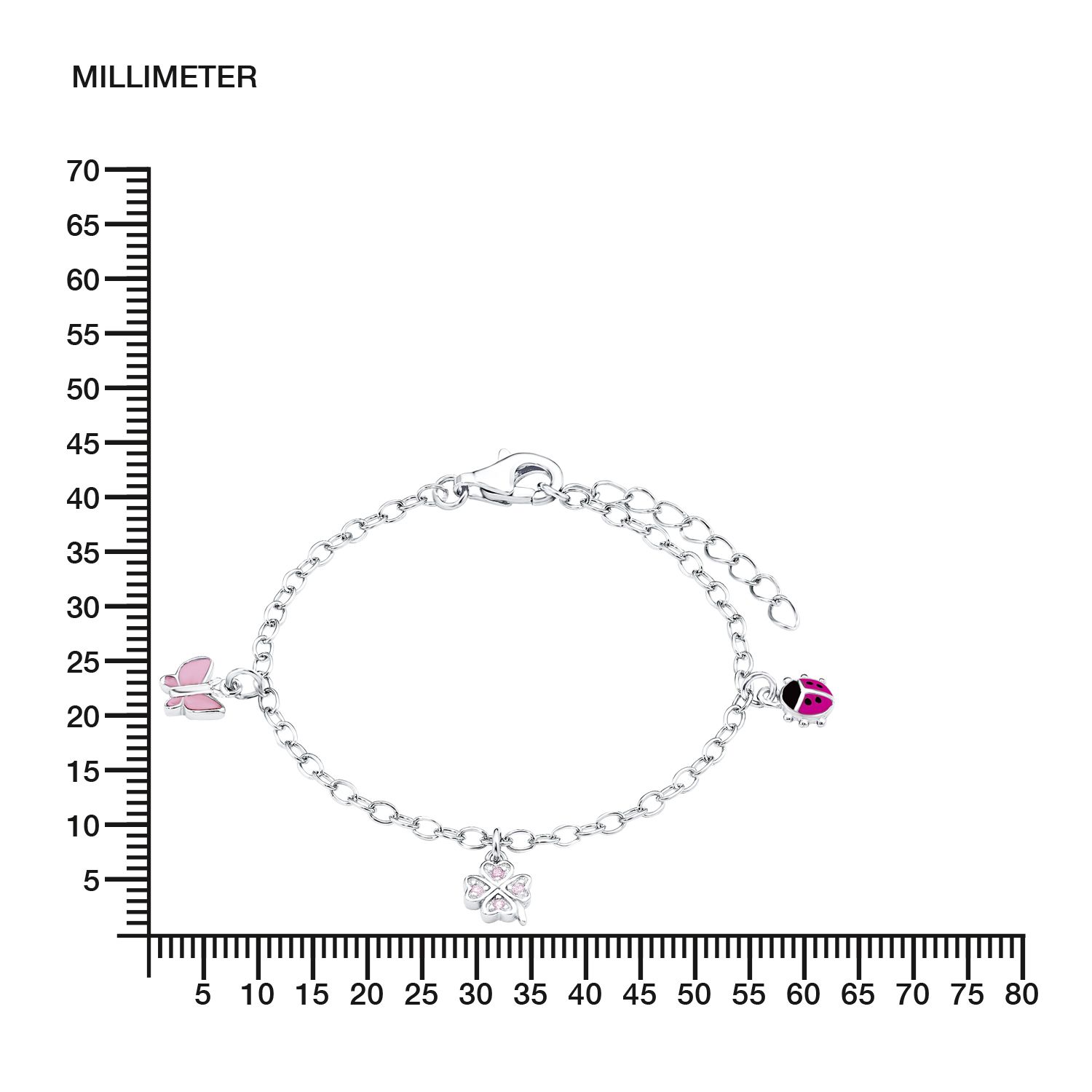 Lillifee Armband 9082414 Marienkäfer Schmetterling & Kleeblatt Silber 925