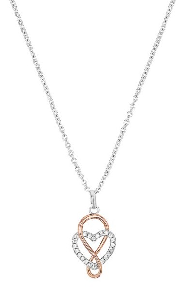 Tom Tailor Damen Halskette 2100582 Silber 925 mit Anhänger Herz-Infinity bicolor und synth. Zirkonia