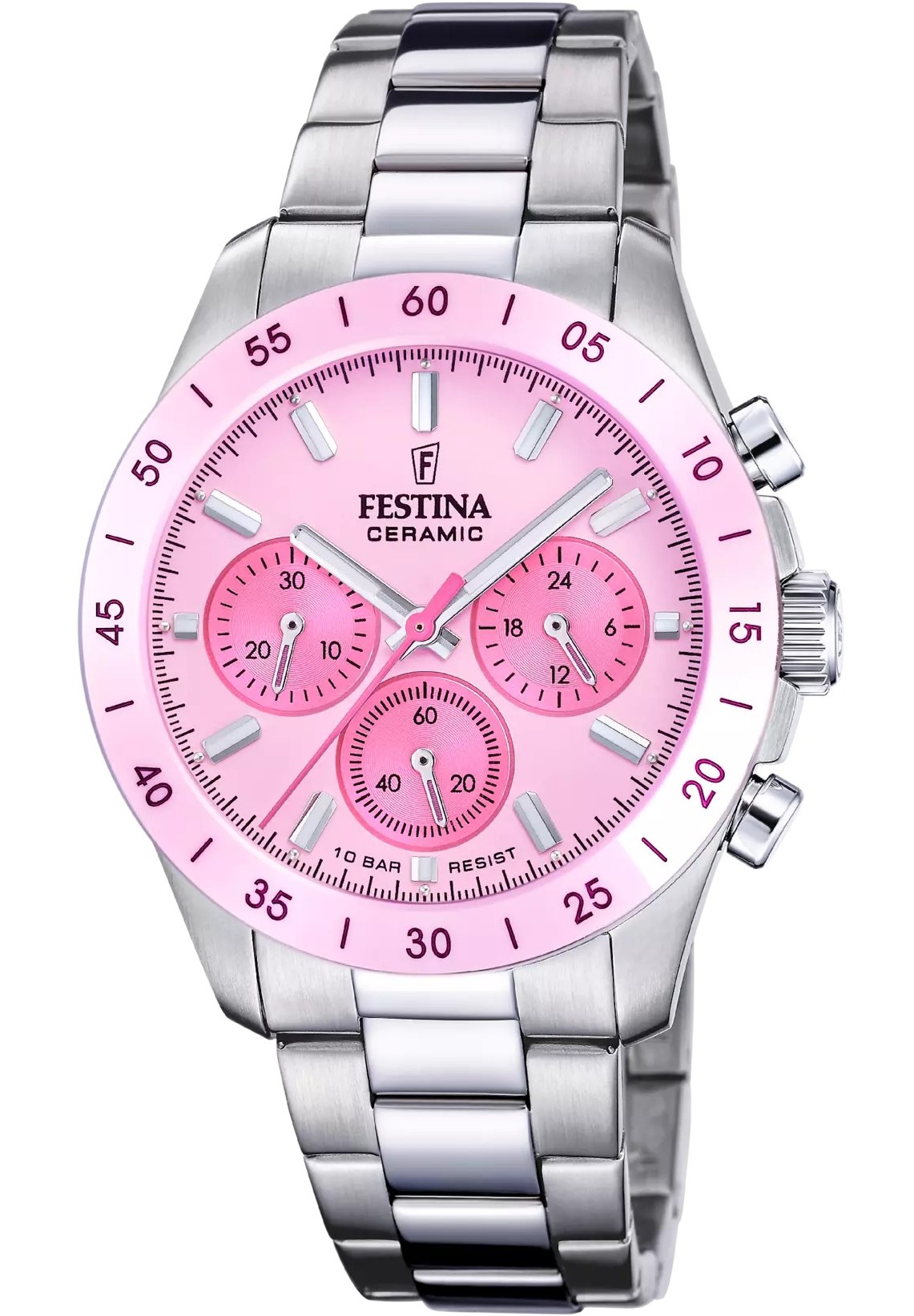 Festina Damen Armbanduhr F20693/2 Chronograph Ceramic rosa