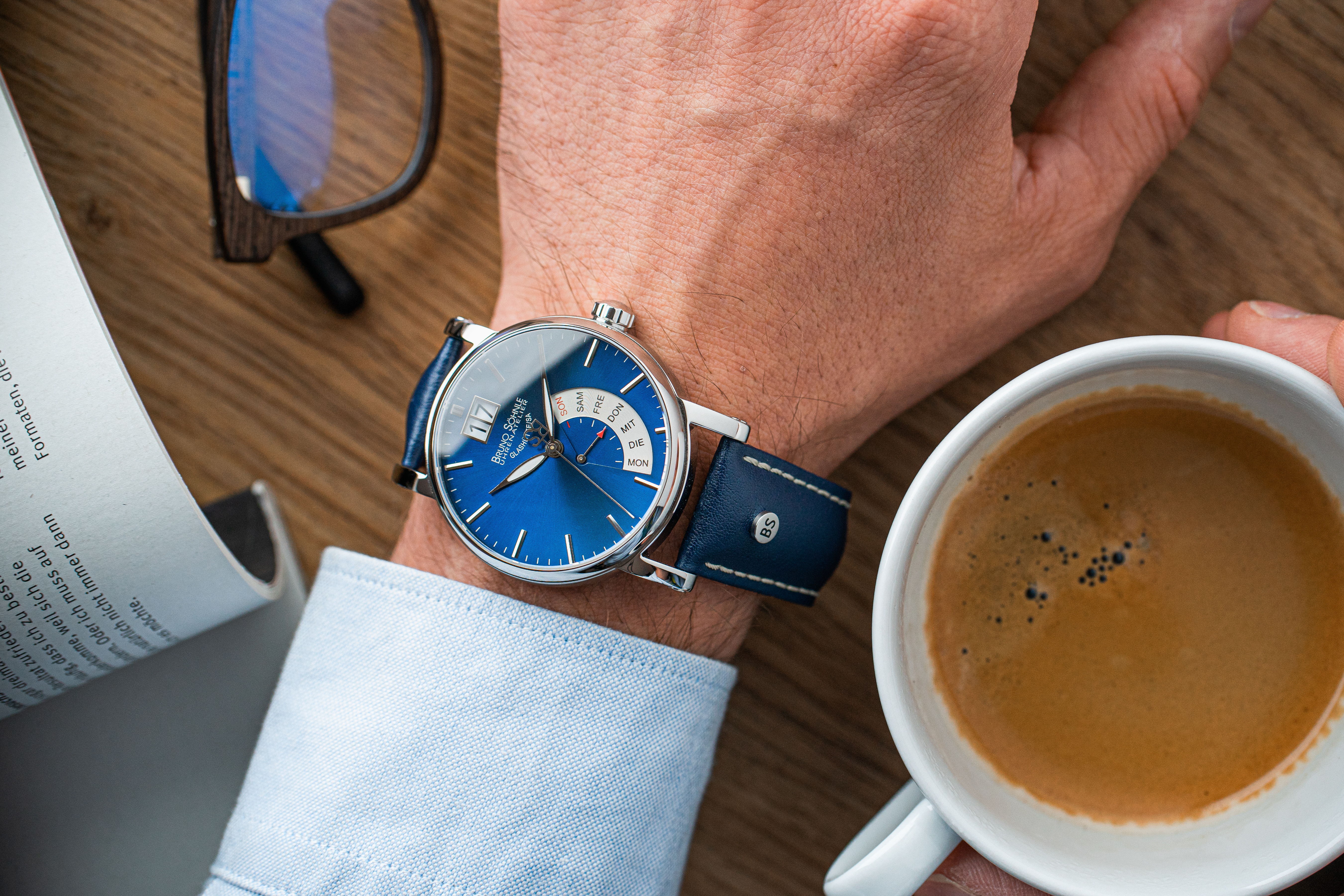 Bruno Söhnle Herren Armbanduhr 17-13073-341 Pesaro I Lederband blau