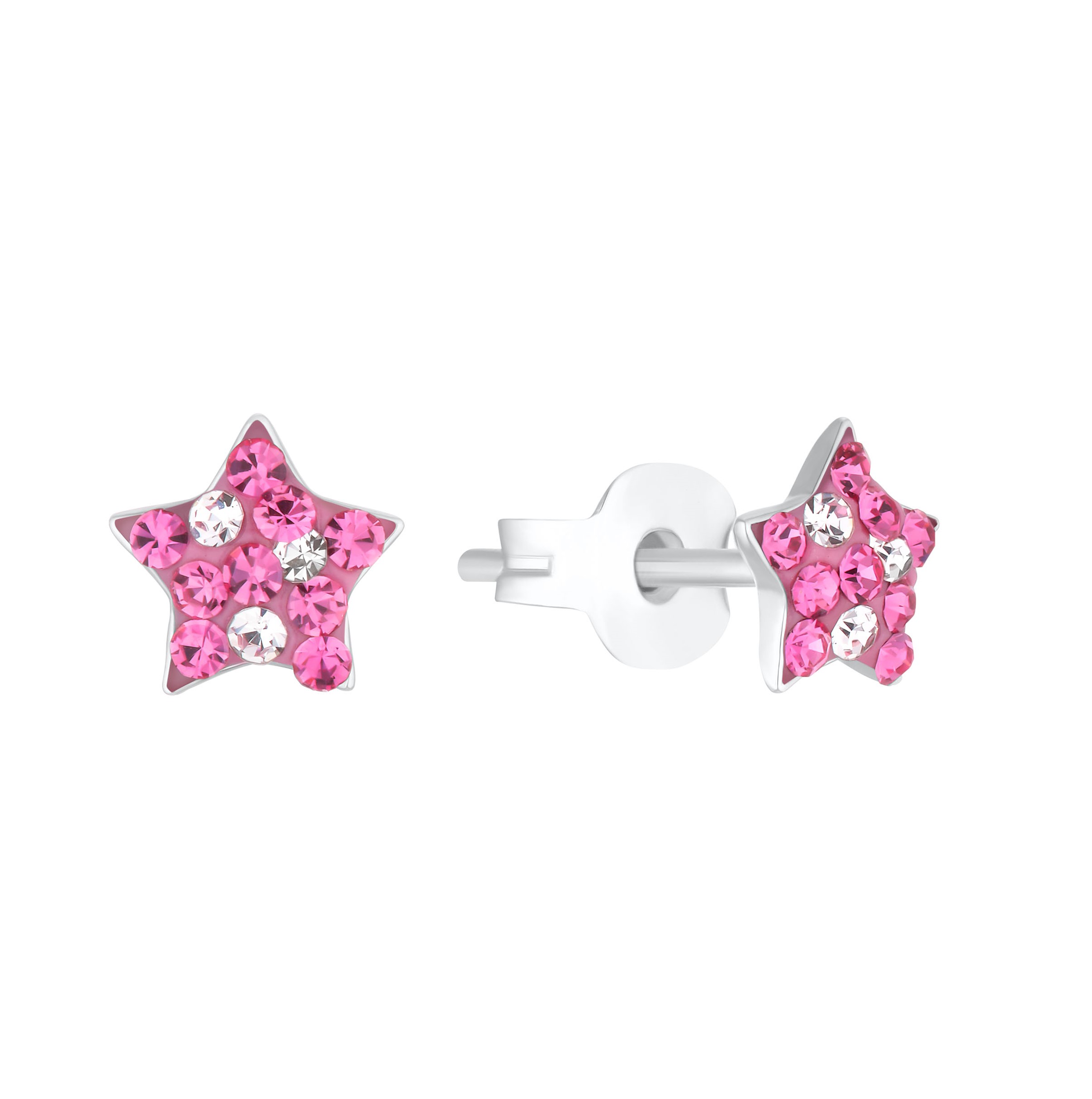 Lillifee Mädchen Ohrstecker 2036428 Stern Silber 925 Preciosa rosa weiß