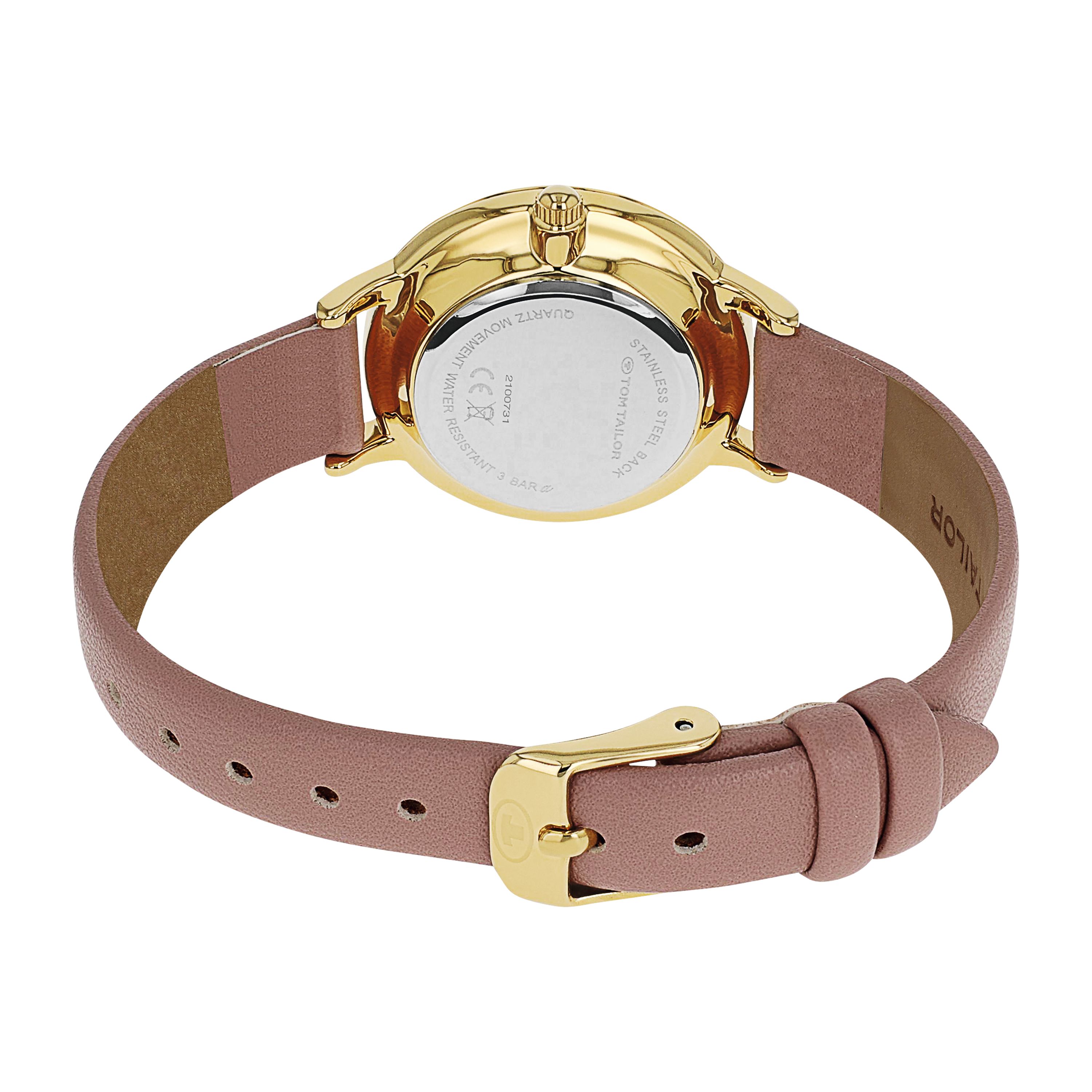 Tom Tailor Mädchen Armbanduhr 2100731 Gelbgold IP Kunstlederband rosé