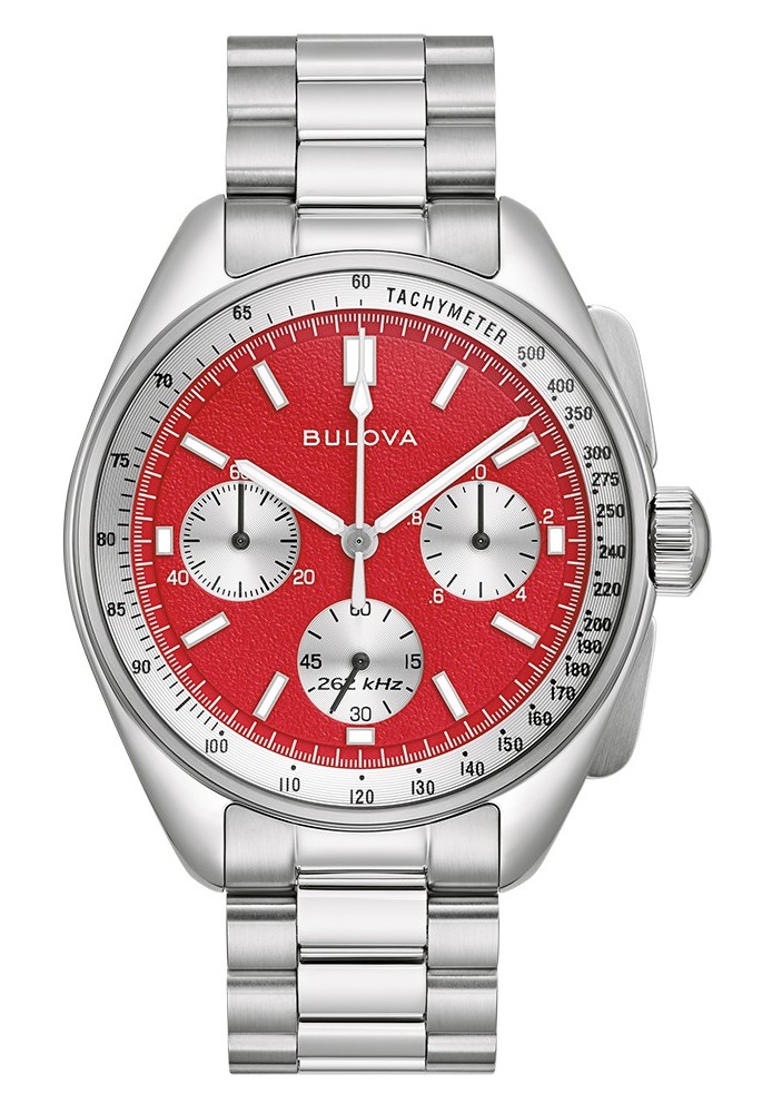 Bulova Herren Armbanduhr 96K115 LUNAR PILOT Chronograph Edelstahl mit Wechselband
