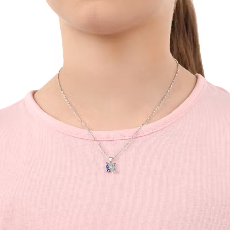 Lillifee Mädchen Halskette 2037071 Schmetterling Silber synth. Zirkonia blau