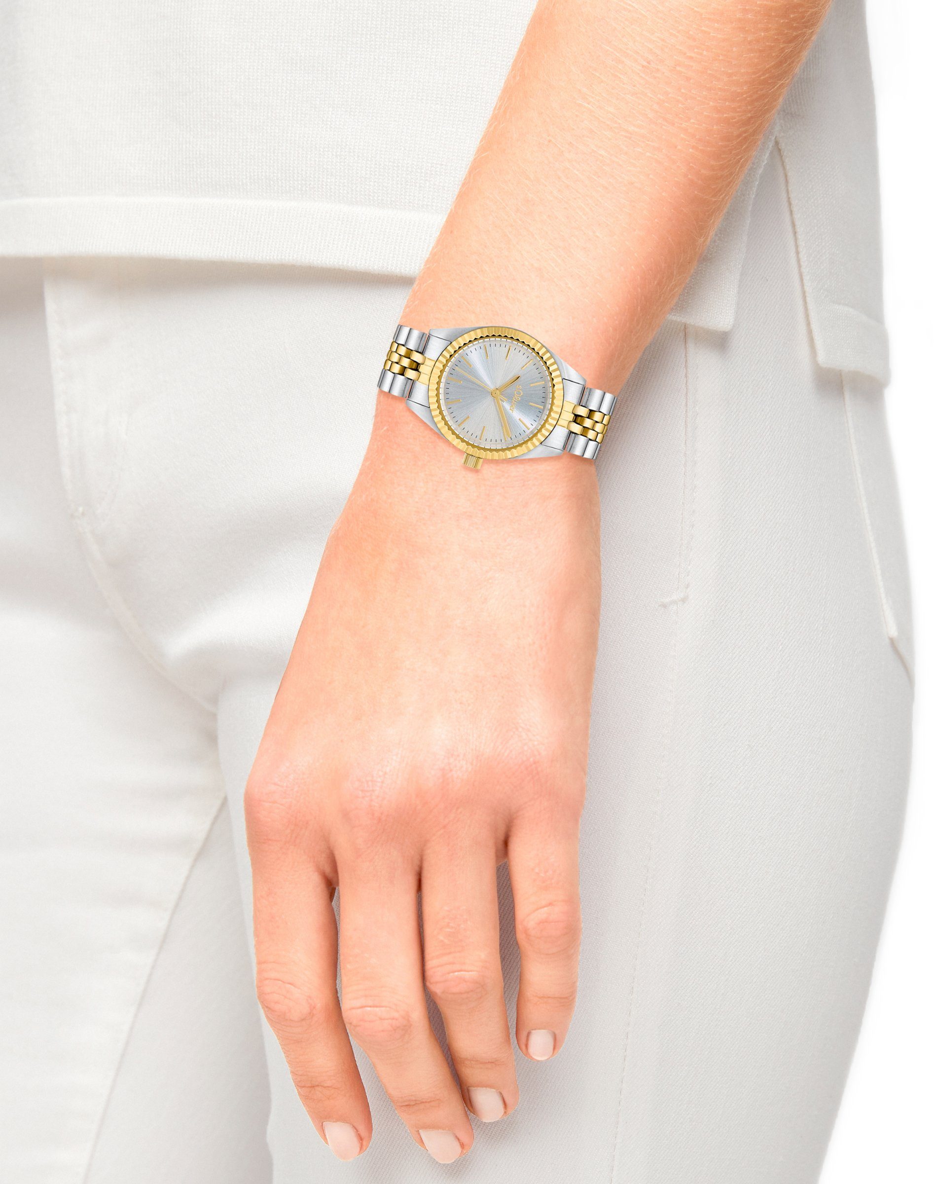 s.Oliver Damen Armbanduhr 2033526 Edelstahl teil-gelbgold IP