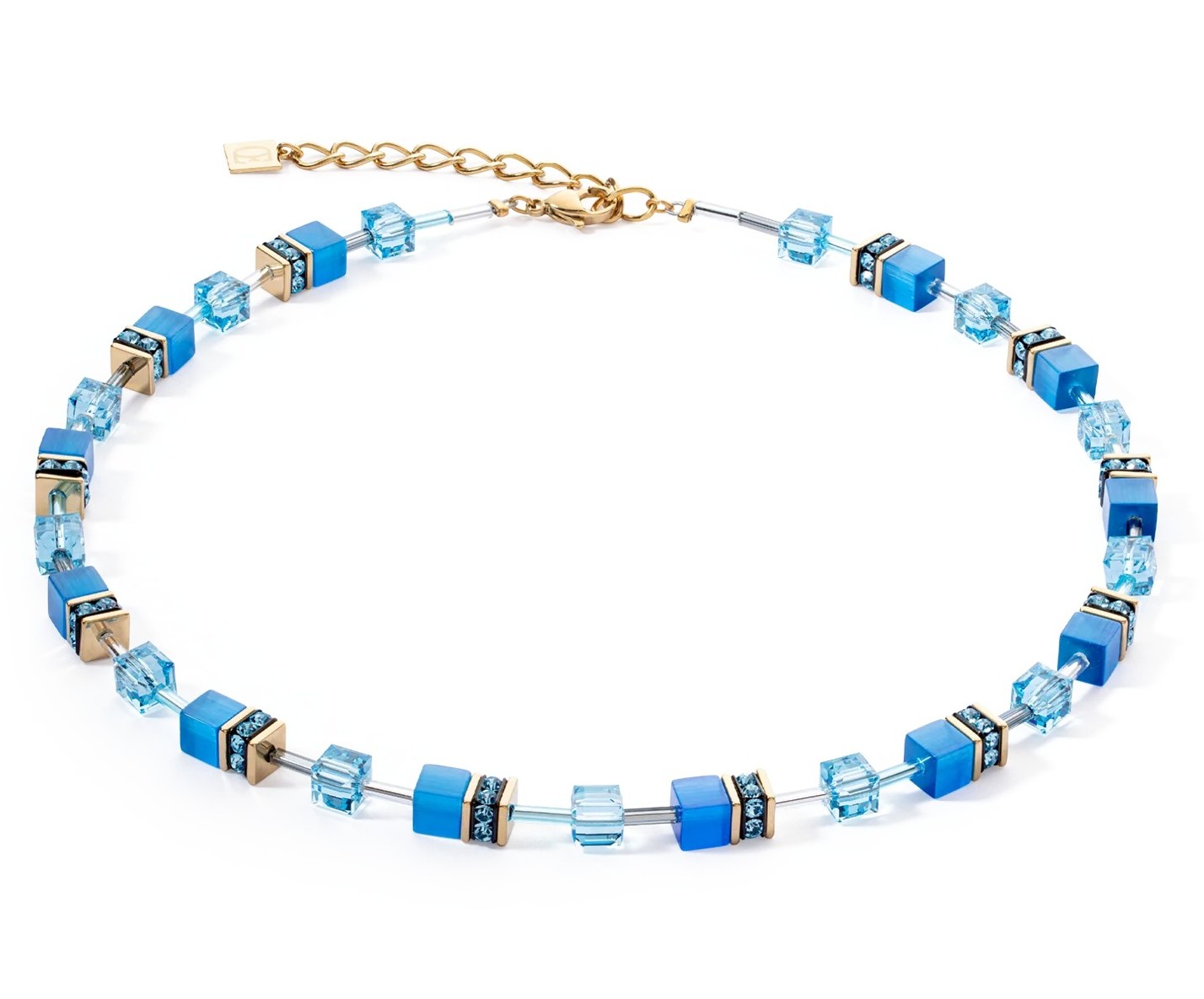 Coeur De Lion Damen Halskette 4020/10-0600 GeoCUBE® Iconic Mono Gold blau