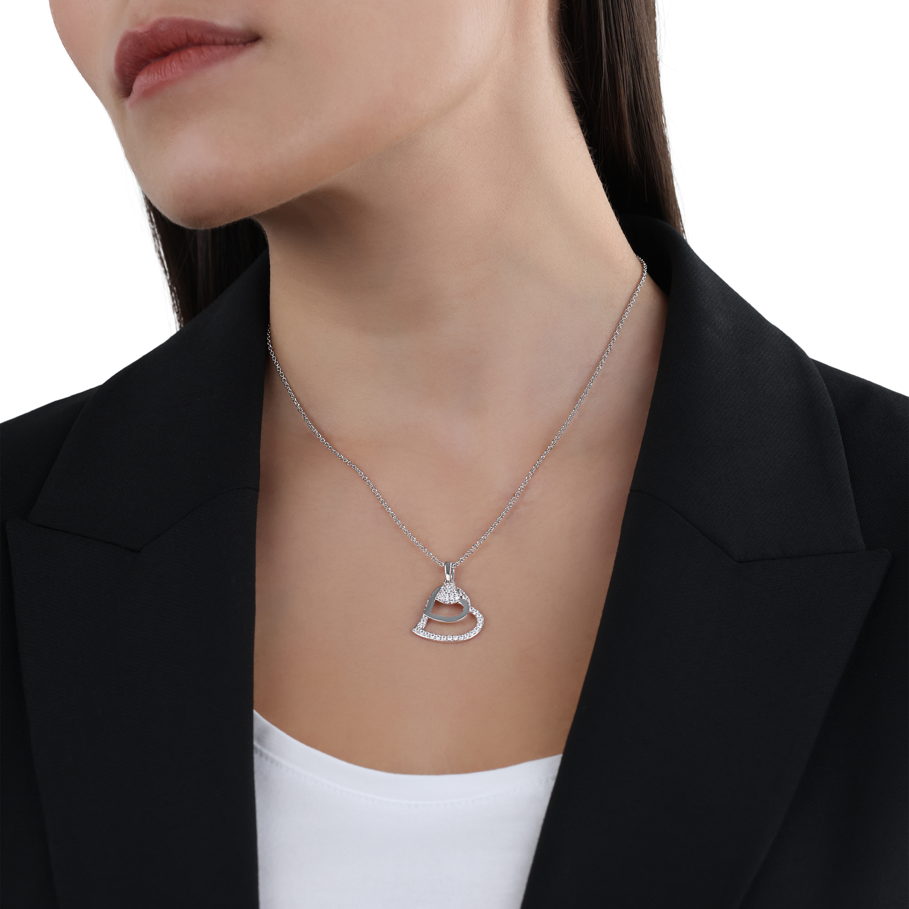 s.Oliver Damen Halskette 9082575 Herz Zirkonia Silber 925
