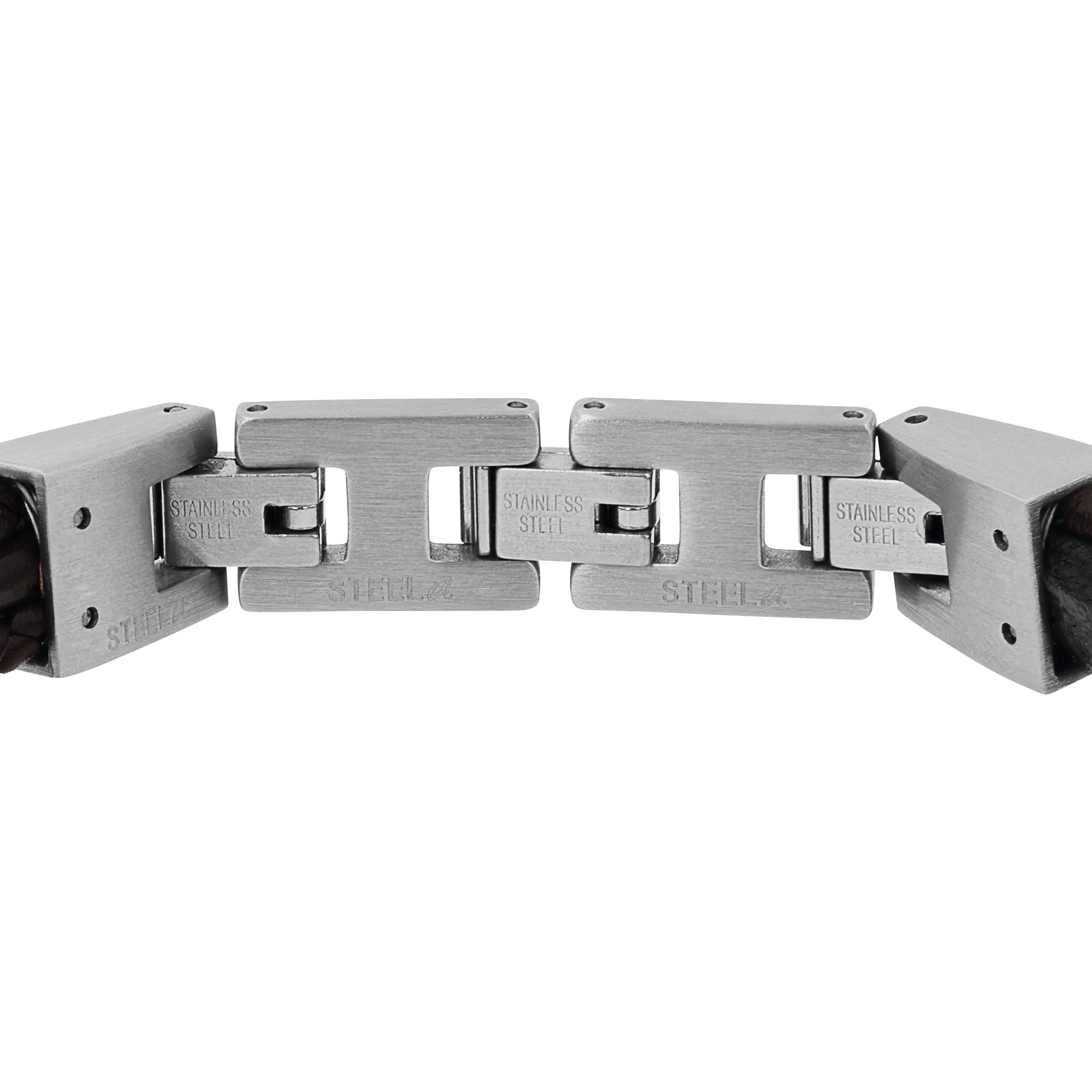 Tom Tailor Herren Armband 2101414 Leder braun mit Edelstahl-Beads