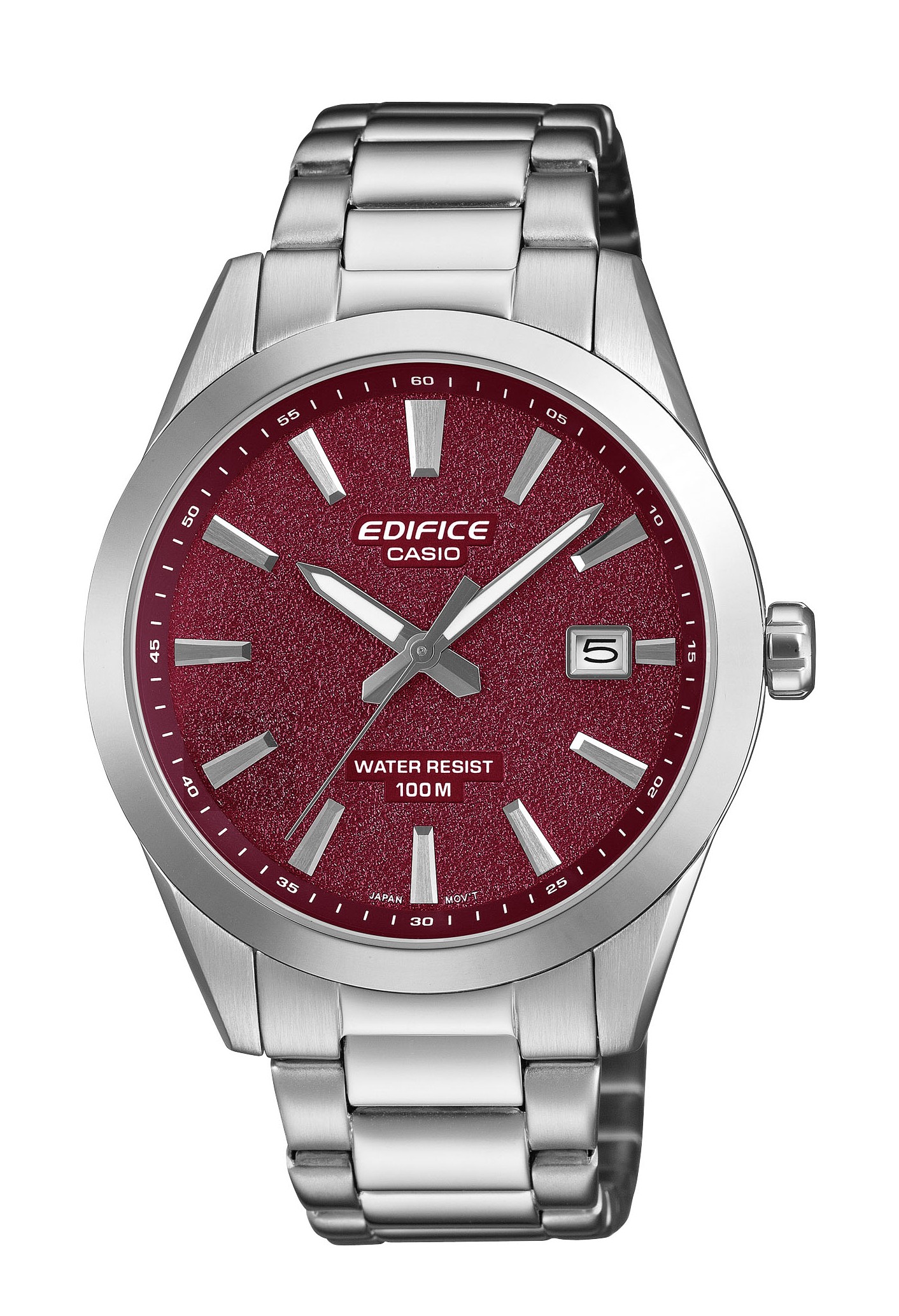 Casio Herren Armbanduhr Edifice EFV-160D-4AVEF Edelstahl Zifferblatt bordeaux
