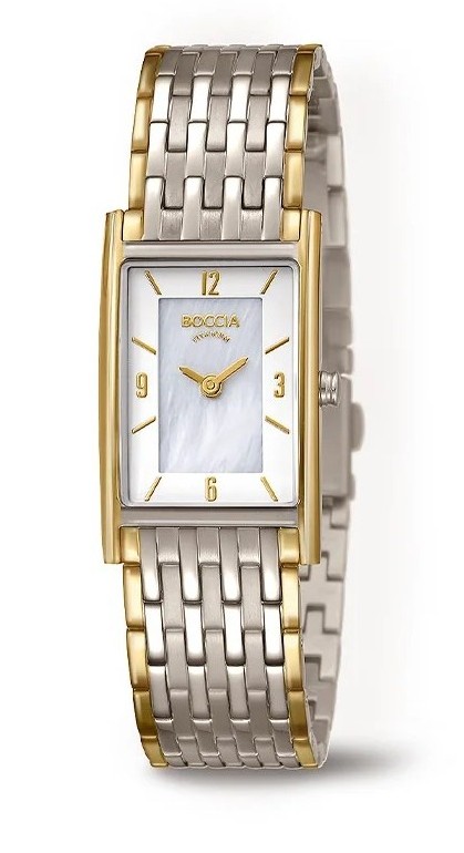 Boccia Damen Armbanduhr Style 3212-09 Reintitan bicolor mit Goldplattierung